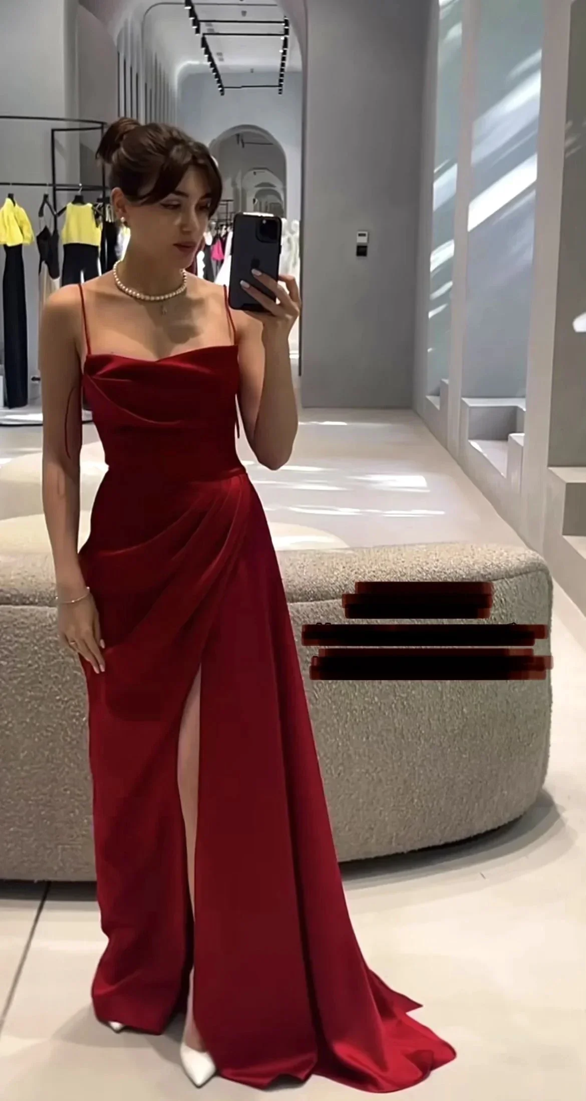 Classy Dark Burgundy Spaghetti Straps Long Evening Dress with Split Y4691 - Image 2
