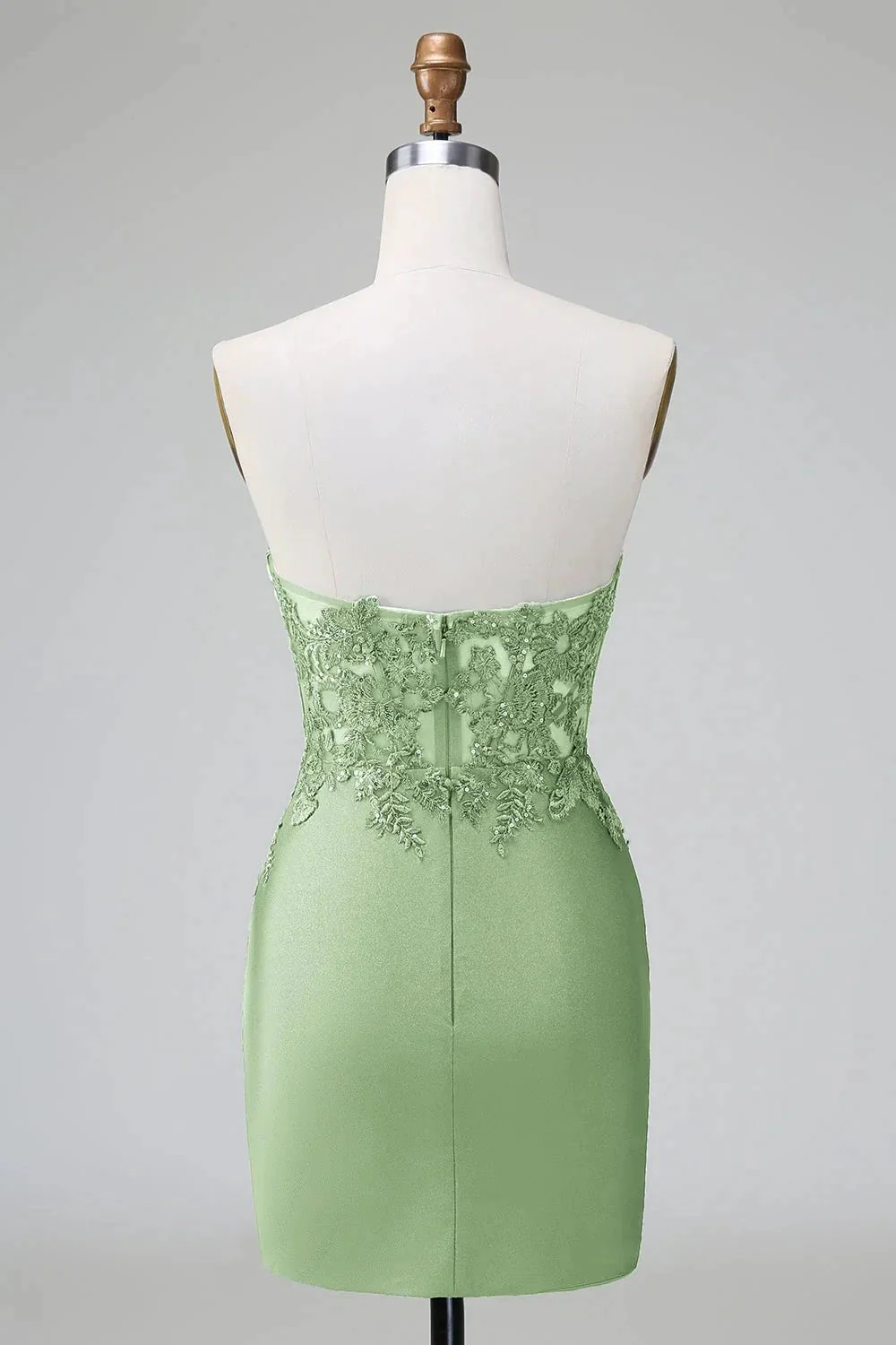 Classy Dark Green Bodycon Strapless Pleated Short Homecoming Dress with Beading - Image 10