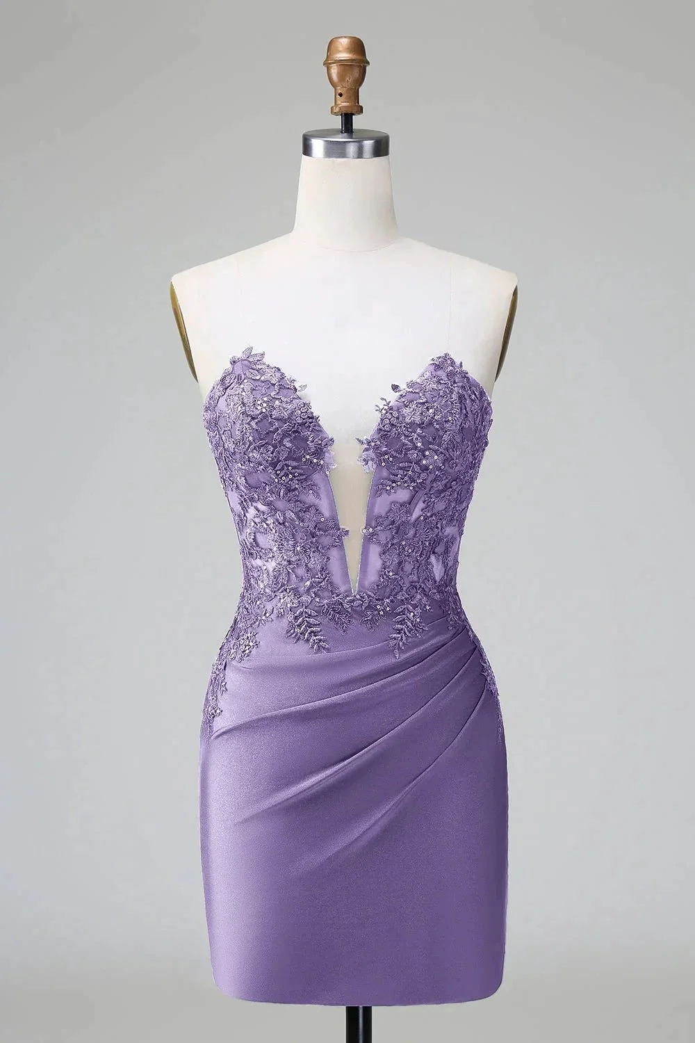 Classy Dark Green Bodycon Strapless Pleated Short Homecoming Dress with Beading - Image 11