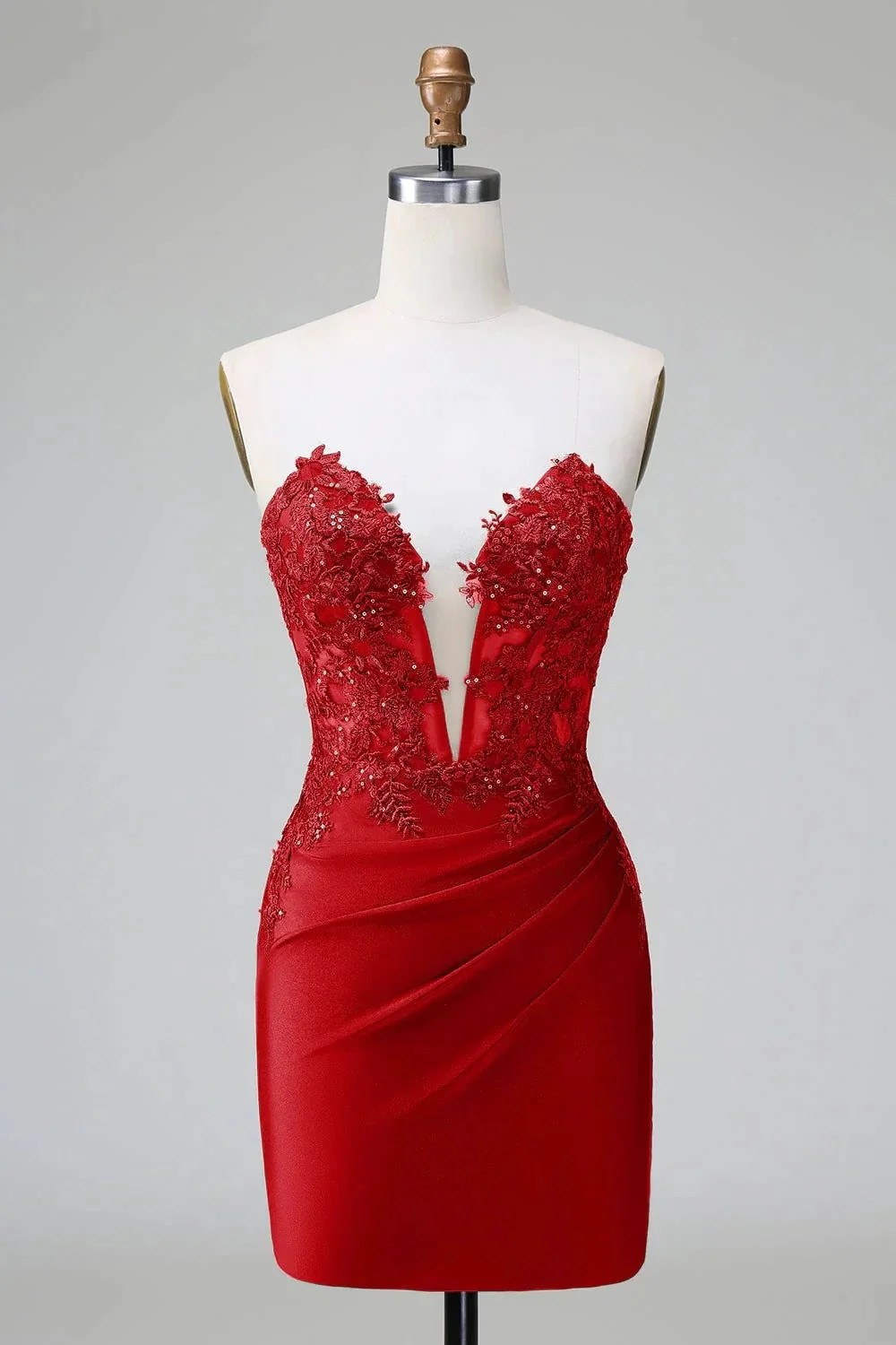 Classy Dark Green Bodycon Strapless Pleated Short Homecoming Dress with Beading - Image 13