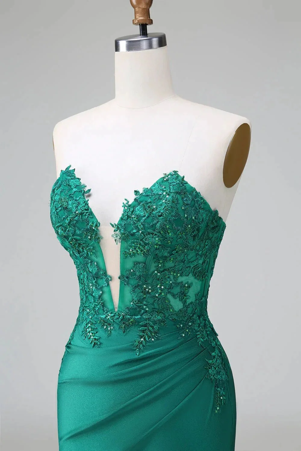 Classy Dark Green Bodycon Strapless Pleated Short Homecoming Dress with Beading - Image 5