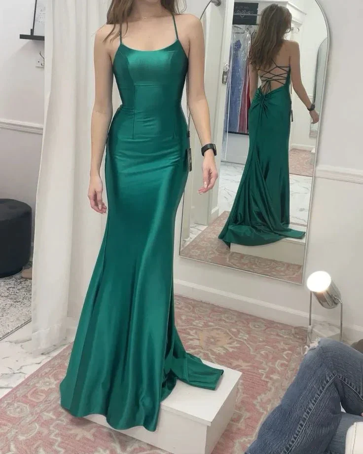 Classy Green Mermaid Prom Dress Green Evening Dress Y7358 - Image 2