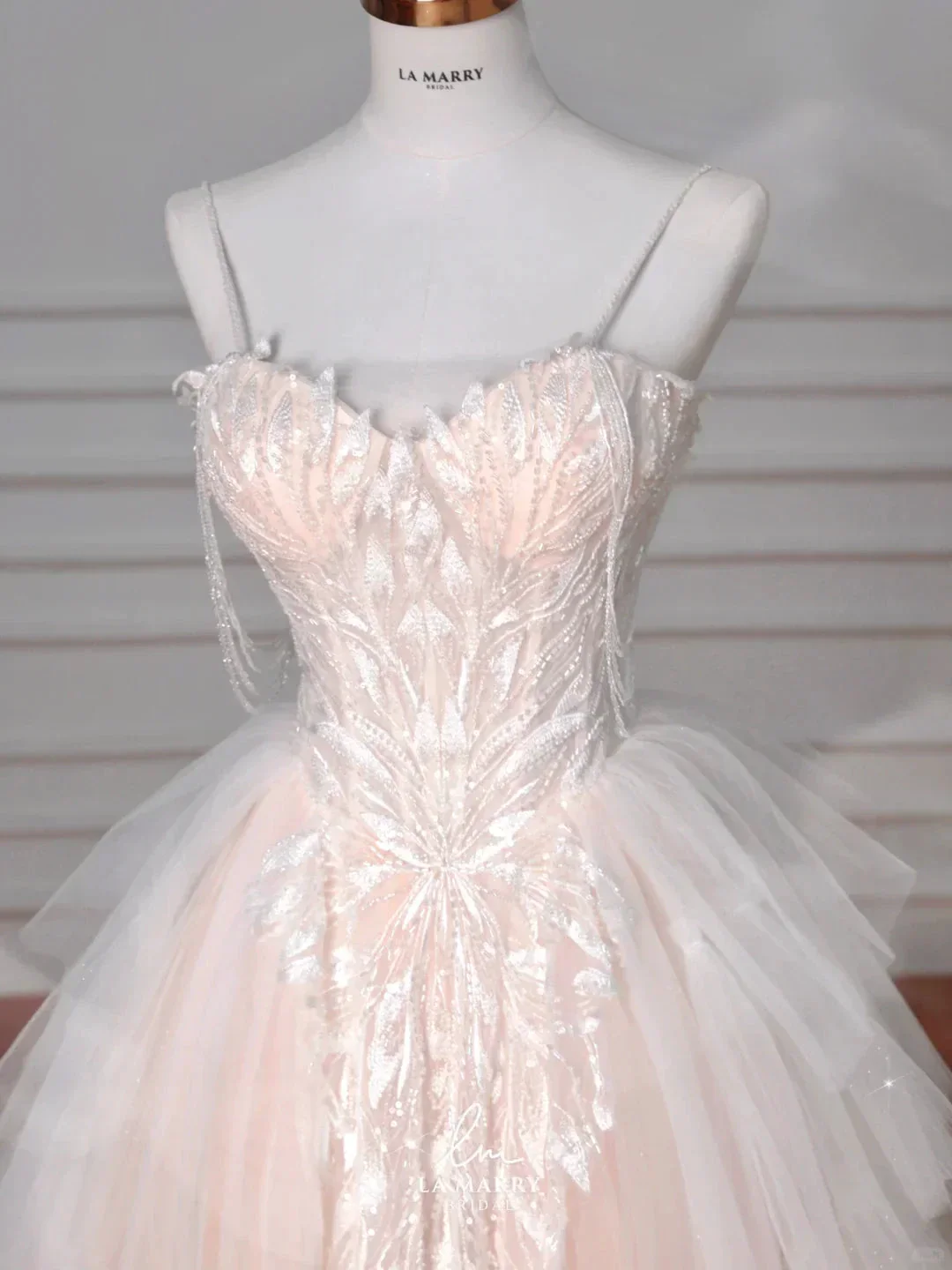 Classy Light Pink Tulle ALine Wedding Dress,Formal Prom Evening Dress Y8623 - Image 2