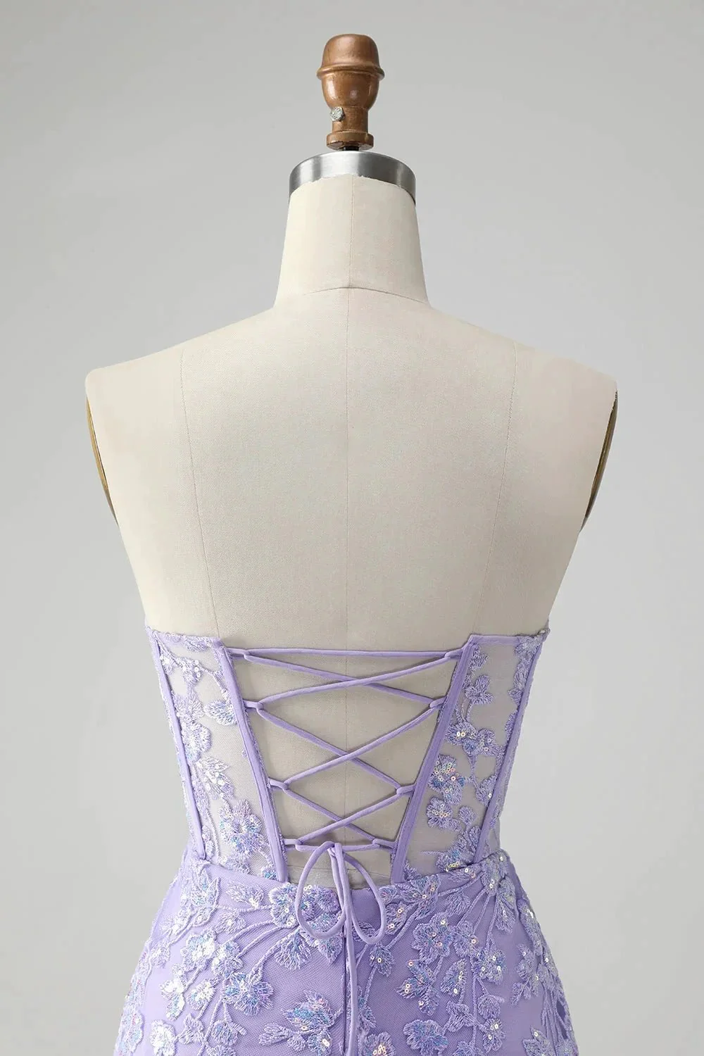 Classy Lilac Bodycon Sweetheart Corset Short Homecoming Dress with Sequins - Image 5