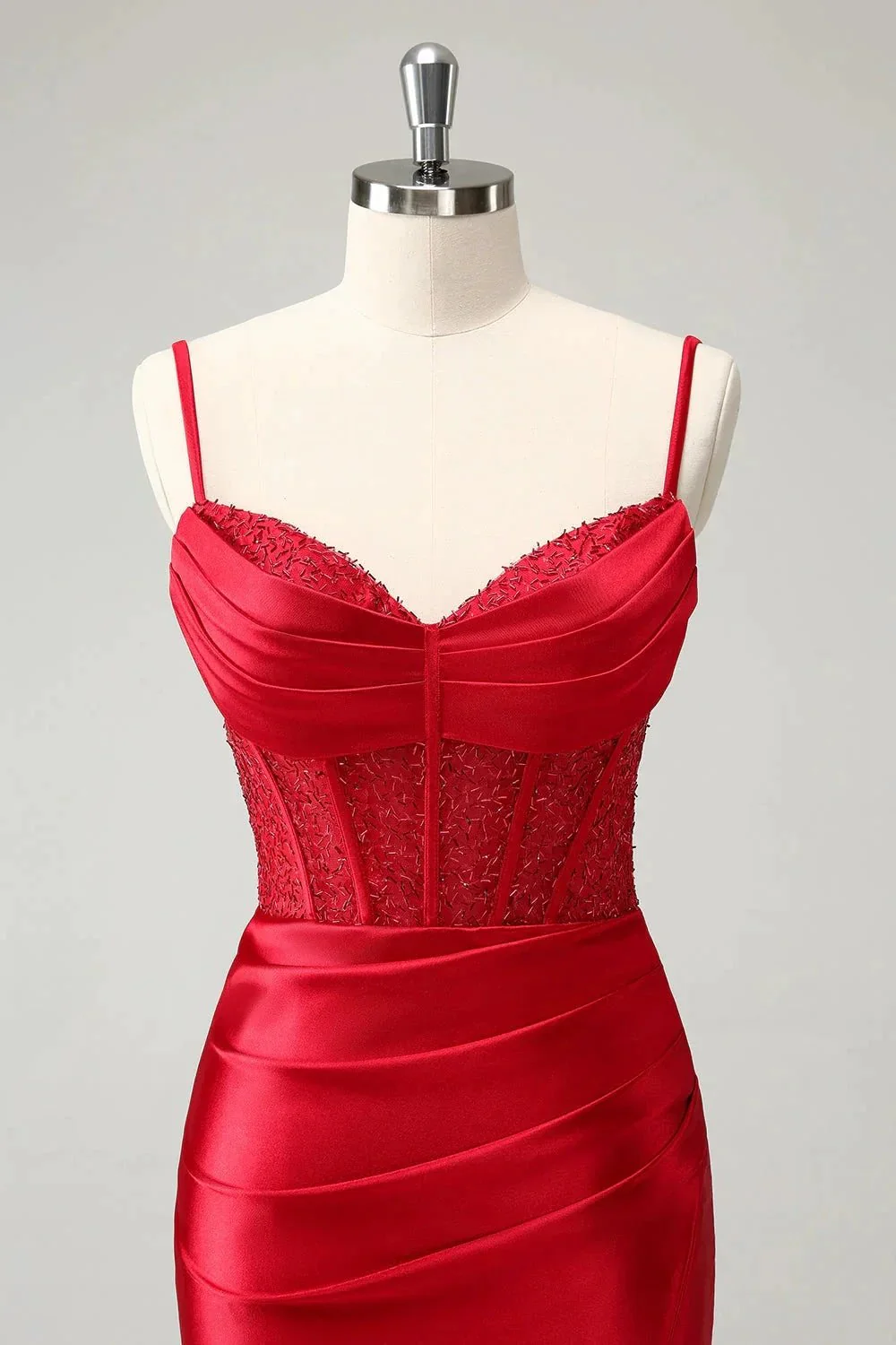 Red Corset Short Homecoming Dress with Lace Up Back - Image 3
