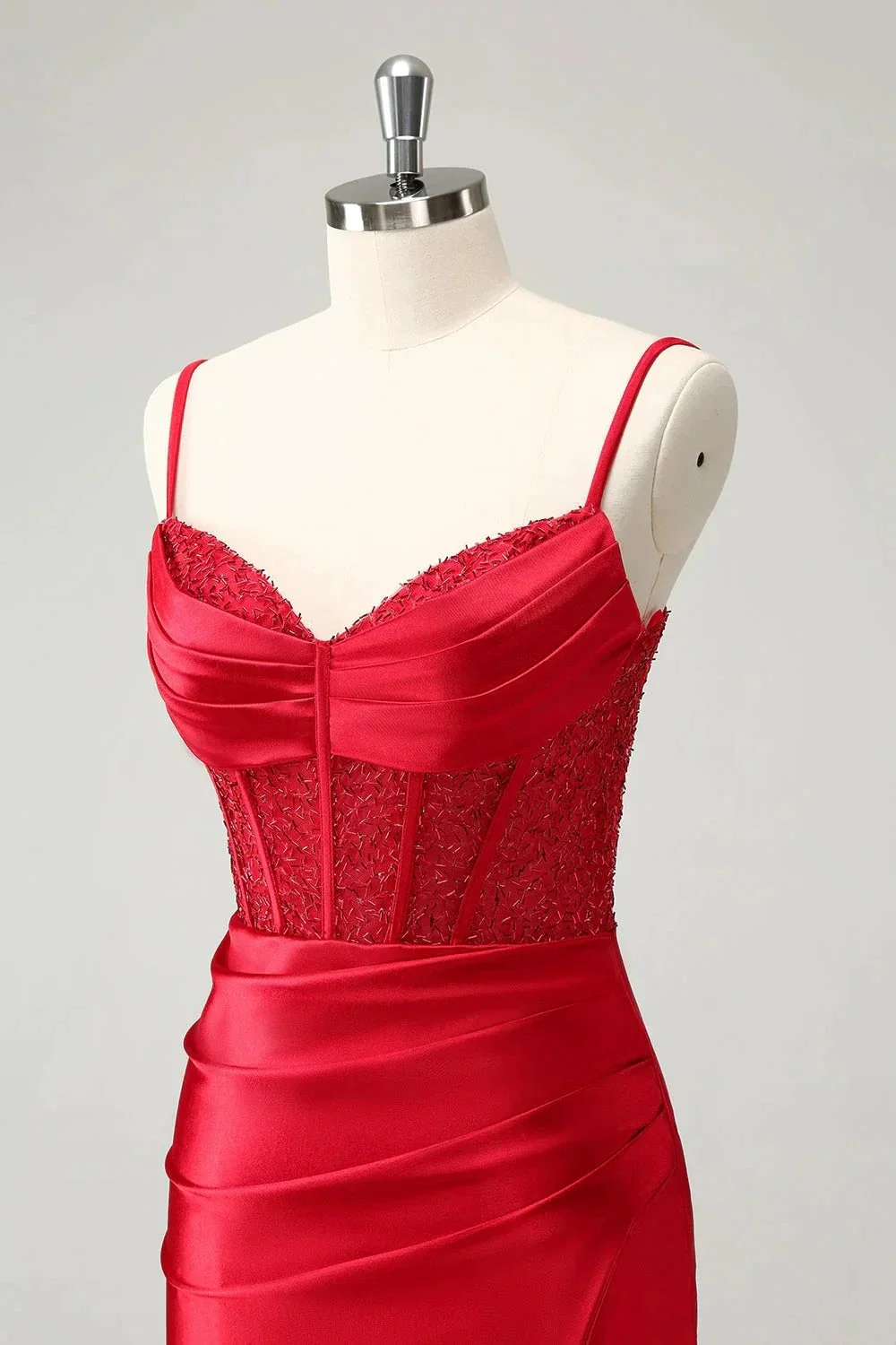 Red Corset Short Homecoming Dress with Lace Up Back - Image 5