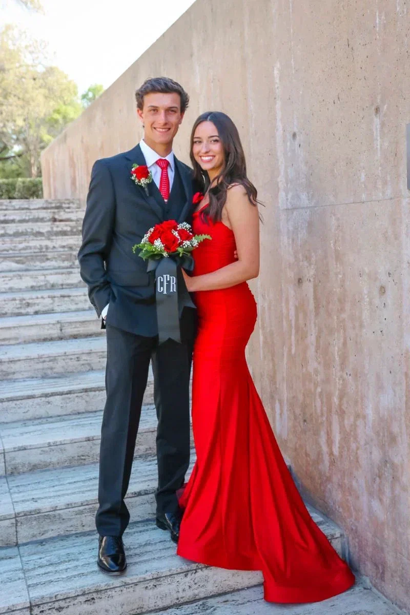Classy Red Mermaid Prom Dress Red Evening Dress Y5157 - Image 2