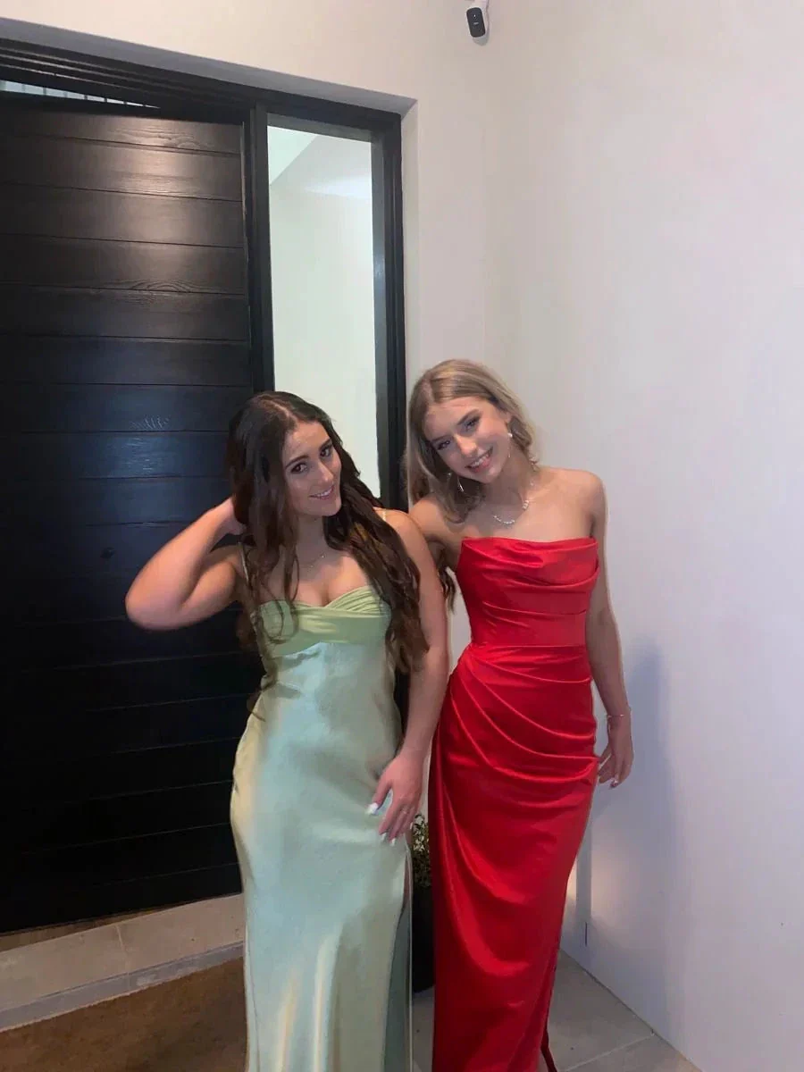 Classy Red Satin Long Evening Dress Red Party Gown Y4929 - Image 2