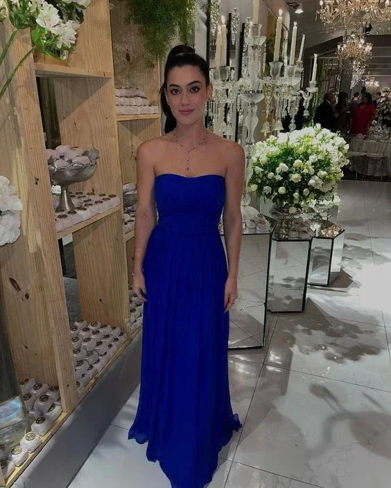 Classy Royal Blue Floor Length Evening Dress Royal Blue Bridesmaid Dress Y4705 - Image 2