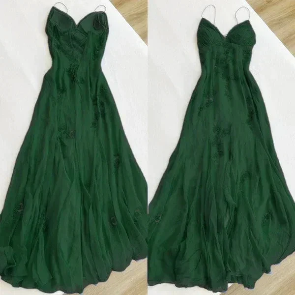 Classy Spaghetti Straps Blue Chiffon Long Prom Dress Party Evening Dress Y7457 - Image 6