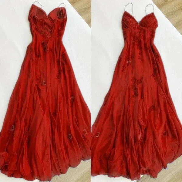 Classy Spaghetti Straps Blue Chiffon Long Prom Dress Party Evening Dress Y7457 - Image 7
