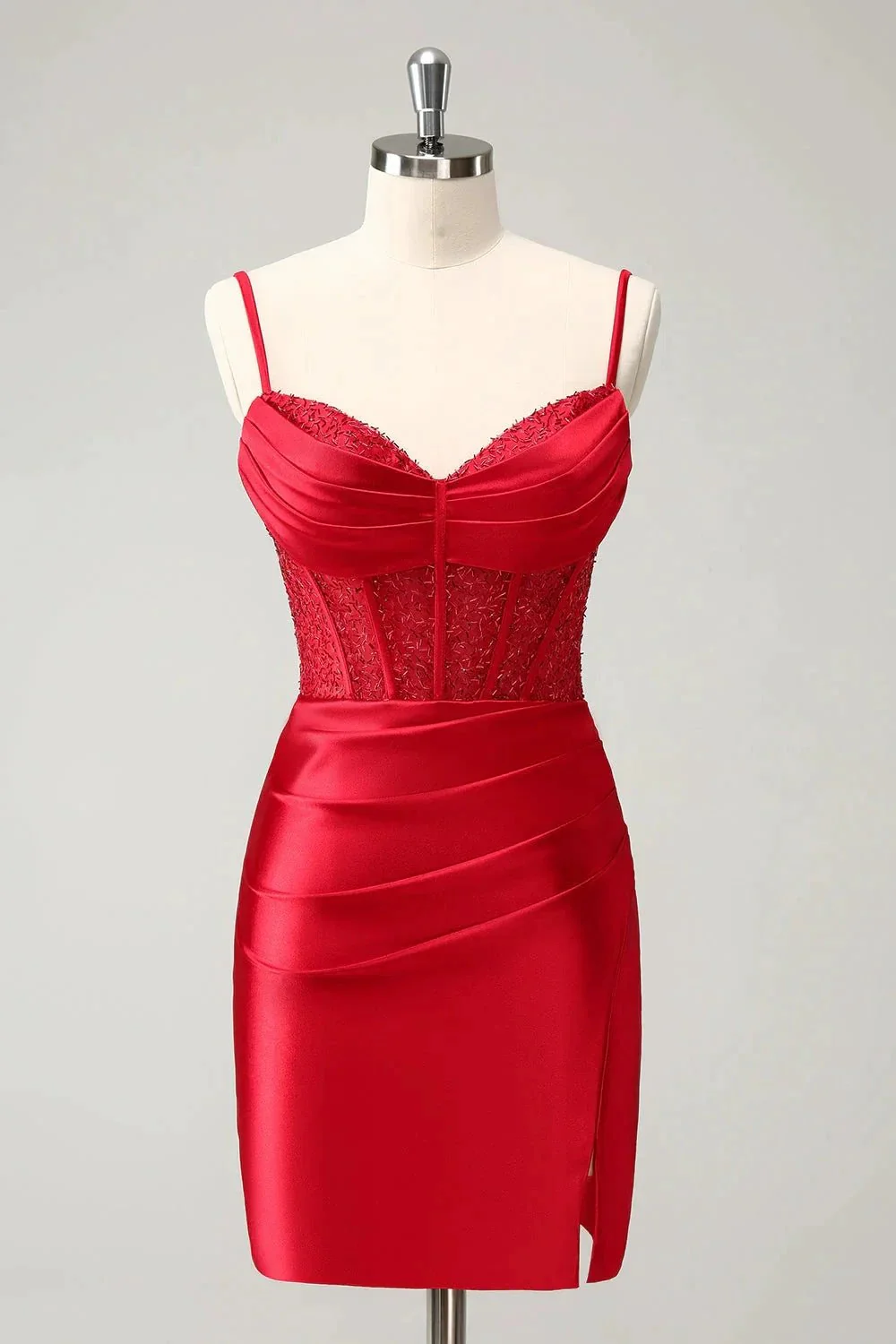 Gold Corset Short Homecoming Dress with Lace Up Back - Image 10
