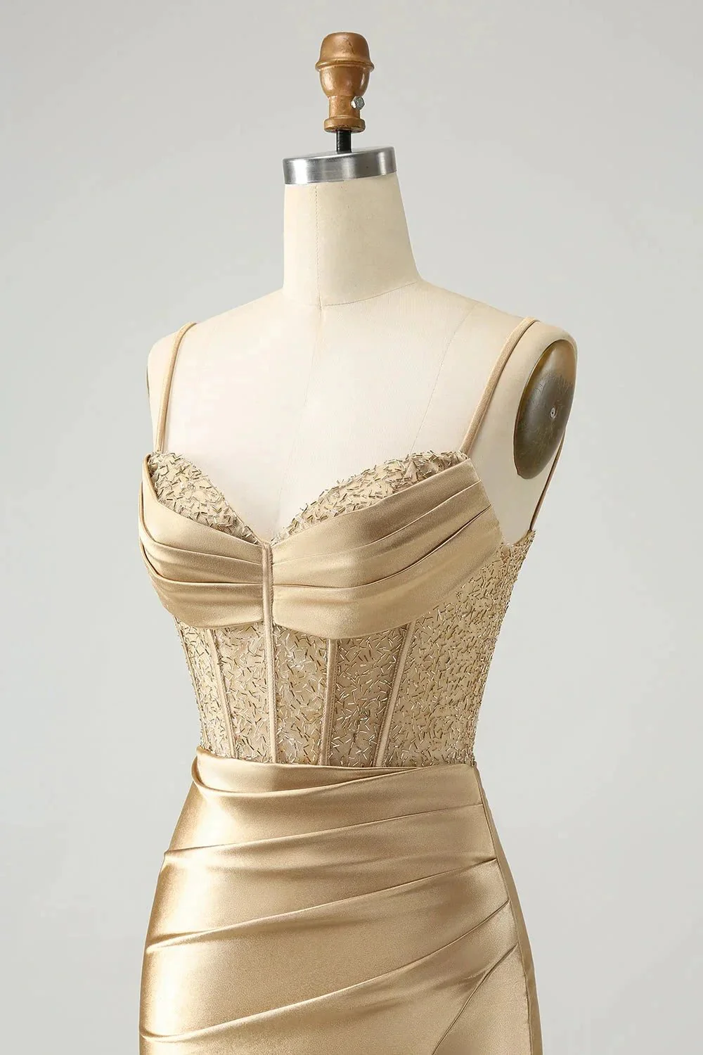 Gold Corset Short Homecoming Dress with Lace Up Back - Image 5