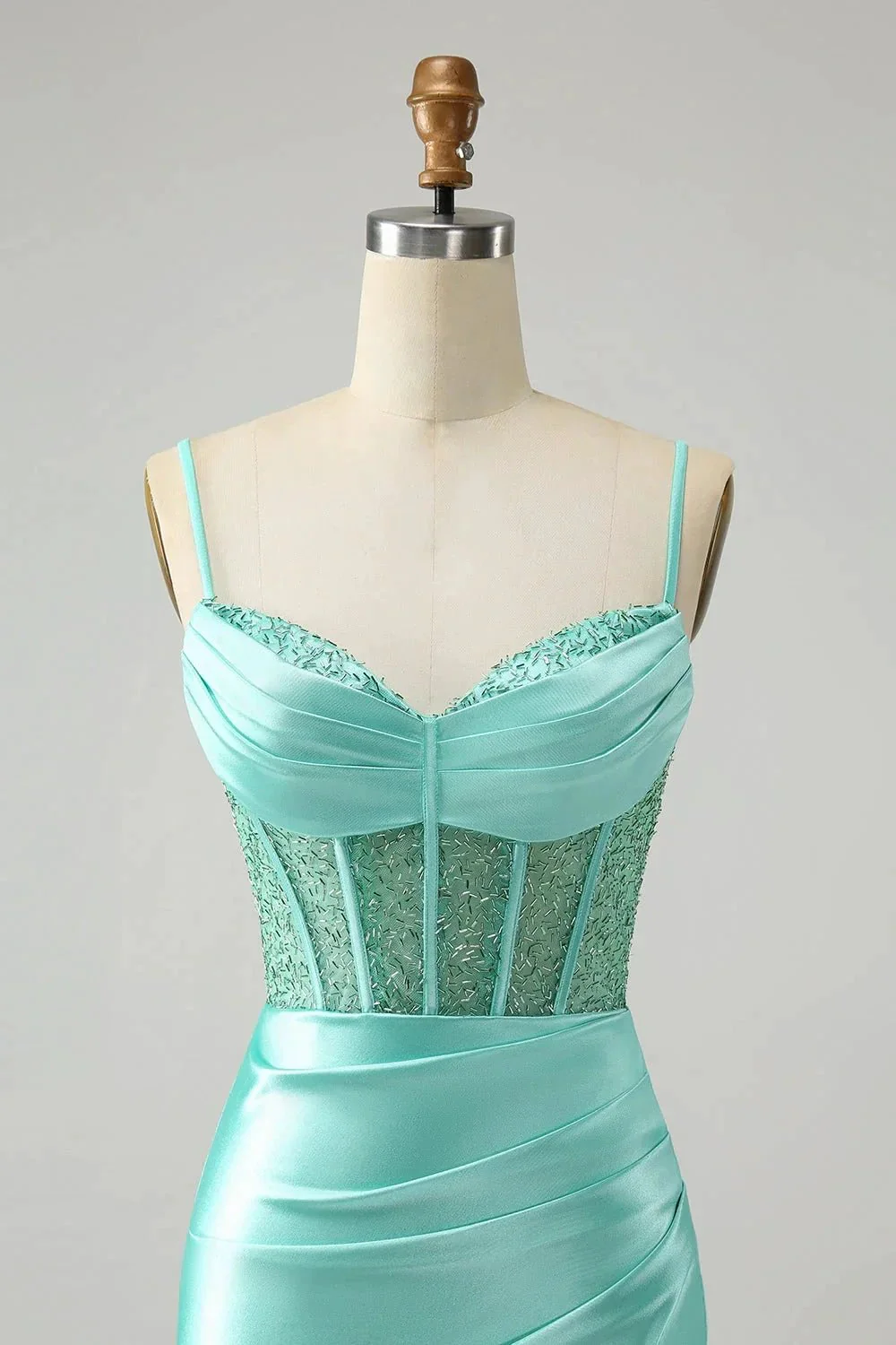 Gold Corset Short Homecoming Dress with Lace Up Back - Image 7