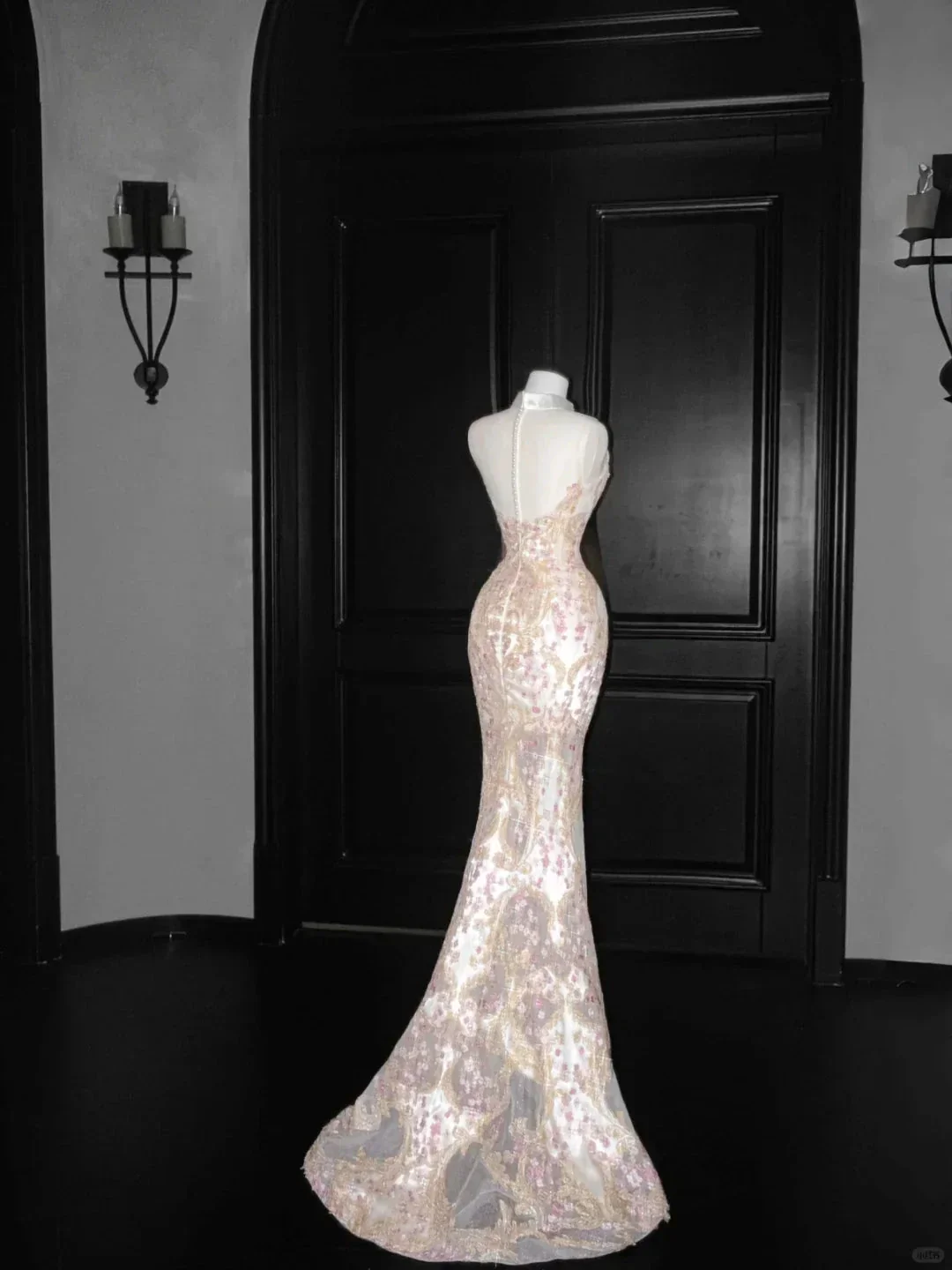 Classy Tulle Appliques Sequins Mermaid Prom Dress Slit Formal Evening Dress Y8661 - Image 5