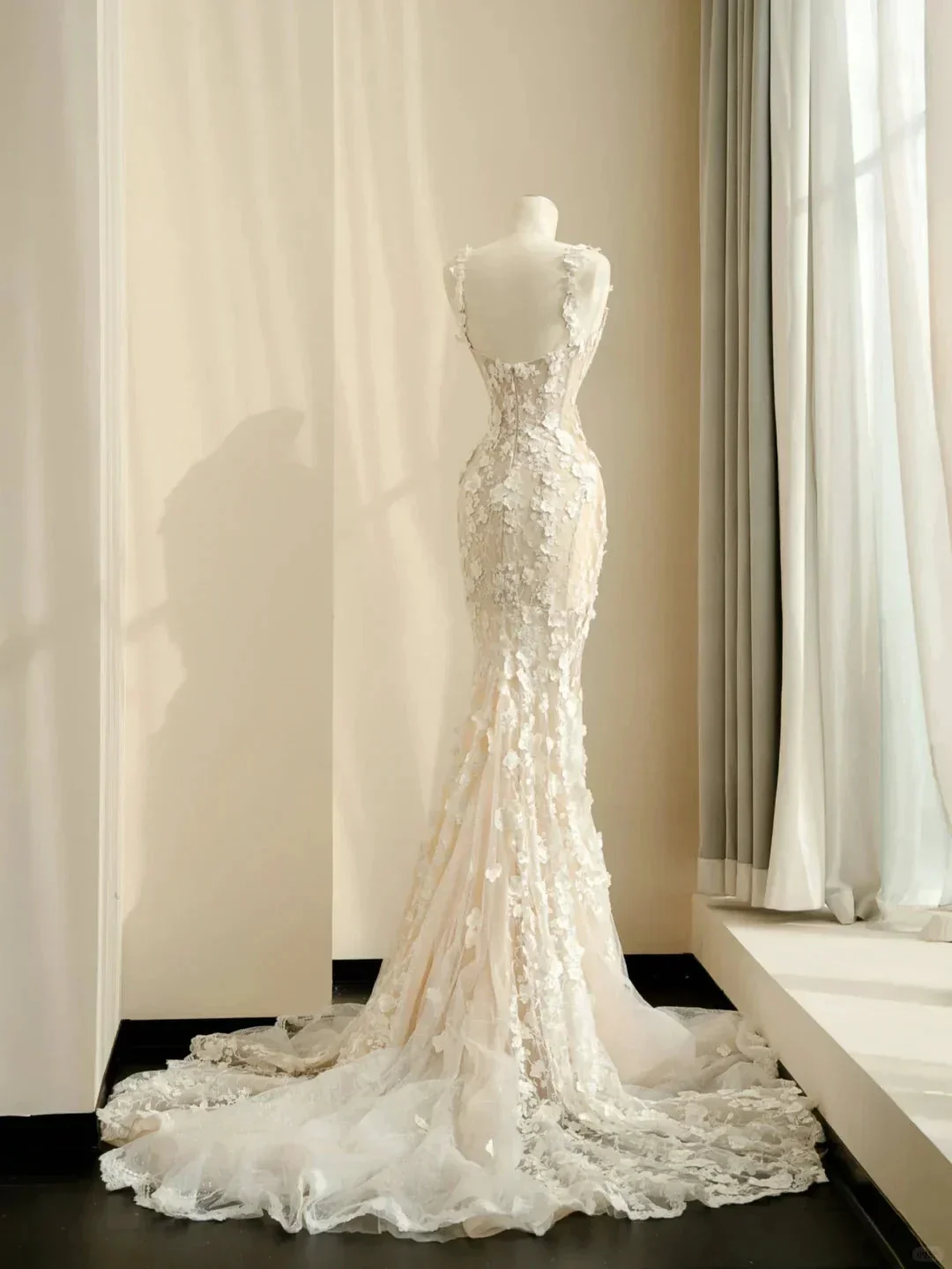 Classy Tulle Lace Appliques Mermaid Prom Evening Dress,Long Wedding Dress Y8681 - Image 3