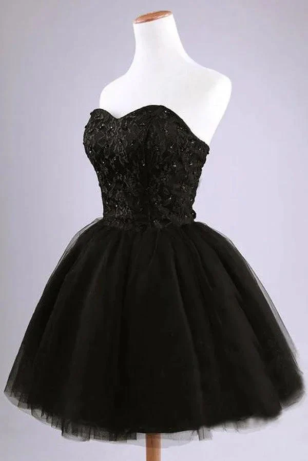 Black Strapless Ball Gown Tulle Homecoming Dresses - Image 2