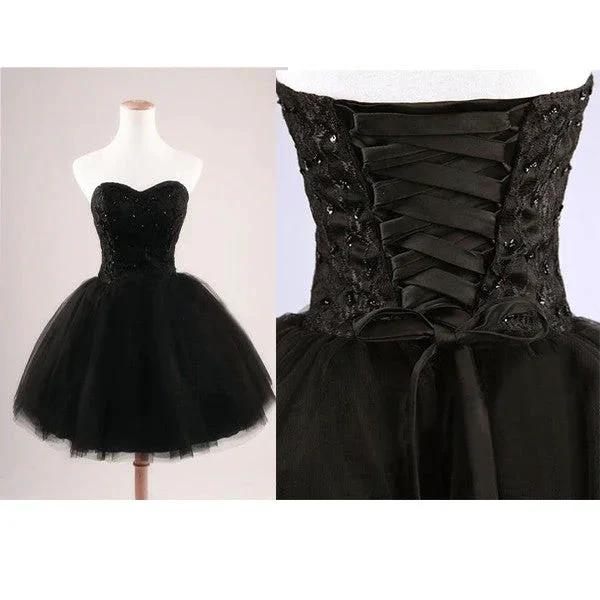 Black Strapless Ball Gown Tulle Homecoming Dresses - Image 4
