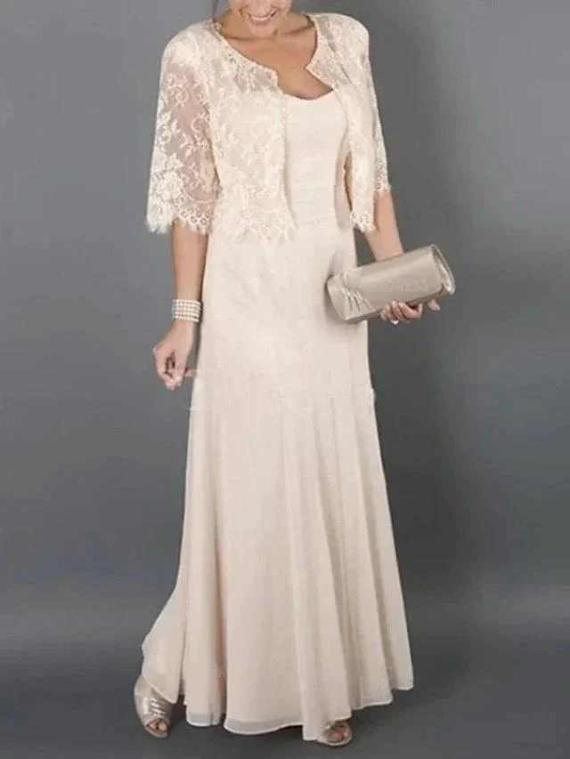 A-Line/Princess Scoop Sleeveless Mother of the Bride Dresses with Lace Pleats - Image 3
