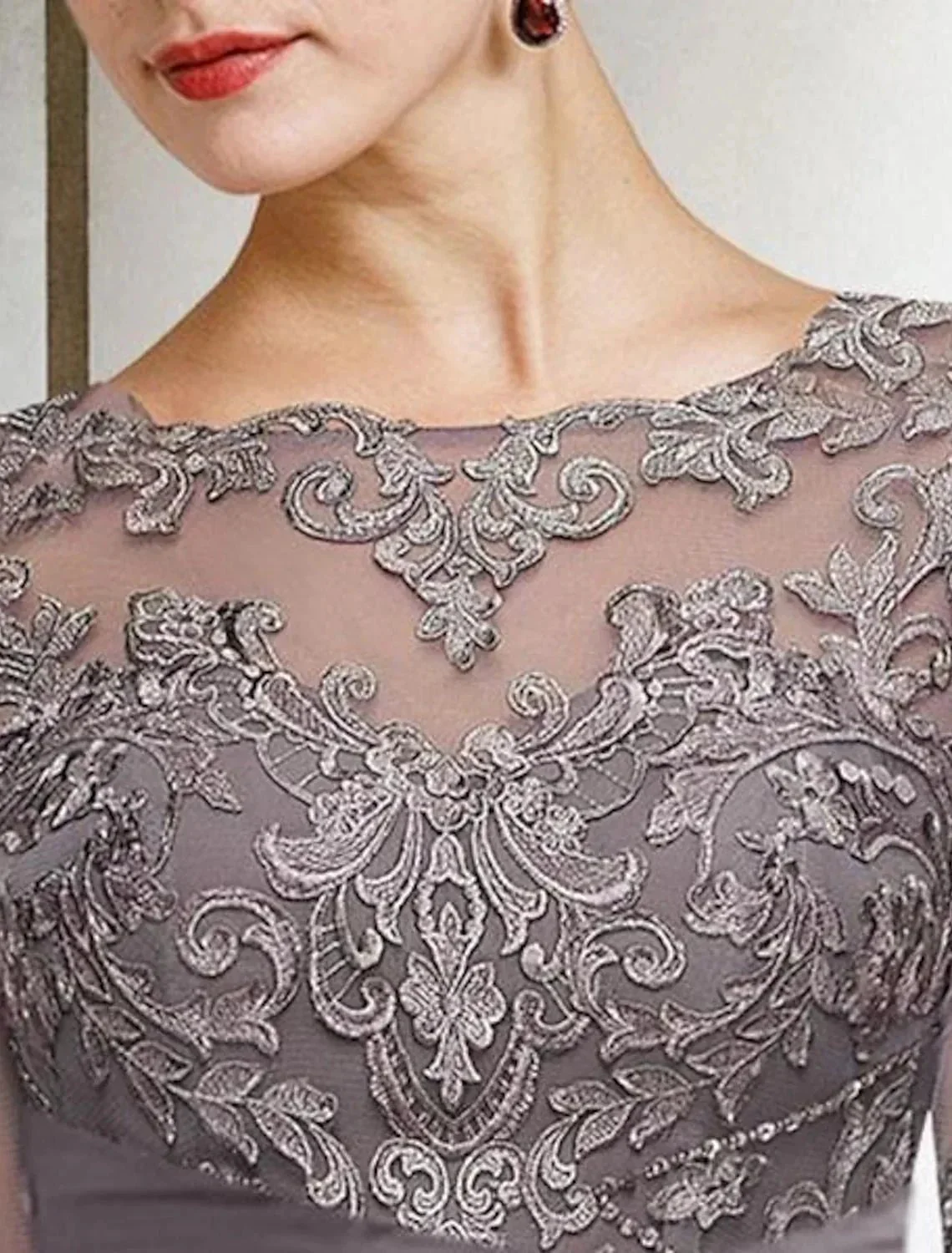 Chiffon half Sleeves Mother of the Bride Pantsuits with Lace - Image 4