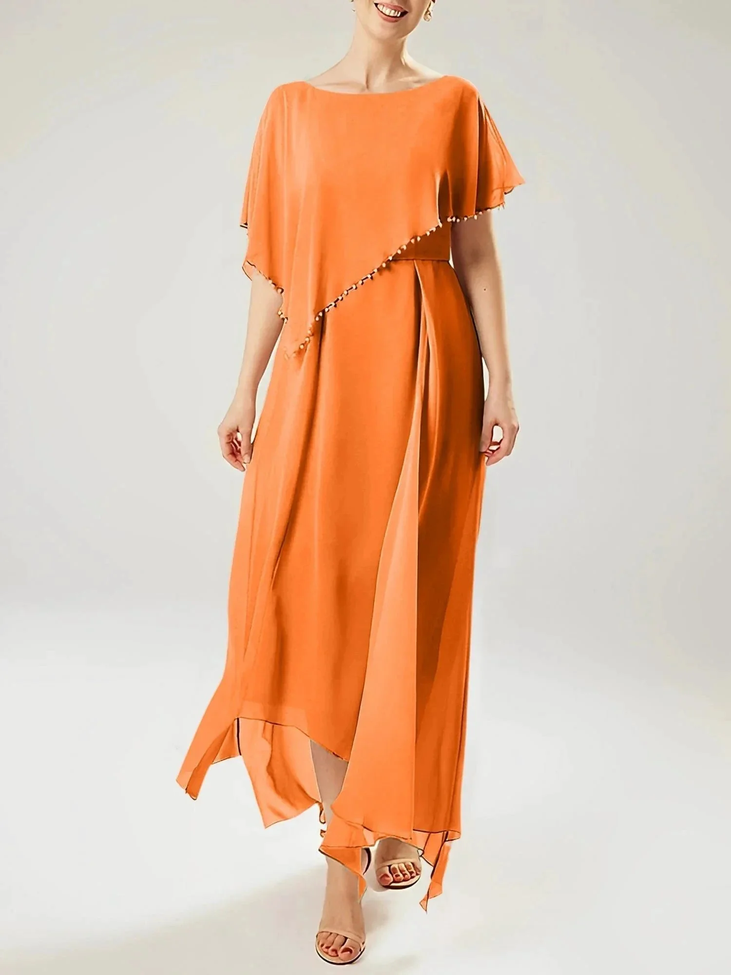 Sheath/Column Scoop Short Sleeves Mother of the Bride Dresses with Tassel - Image 10