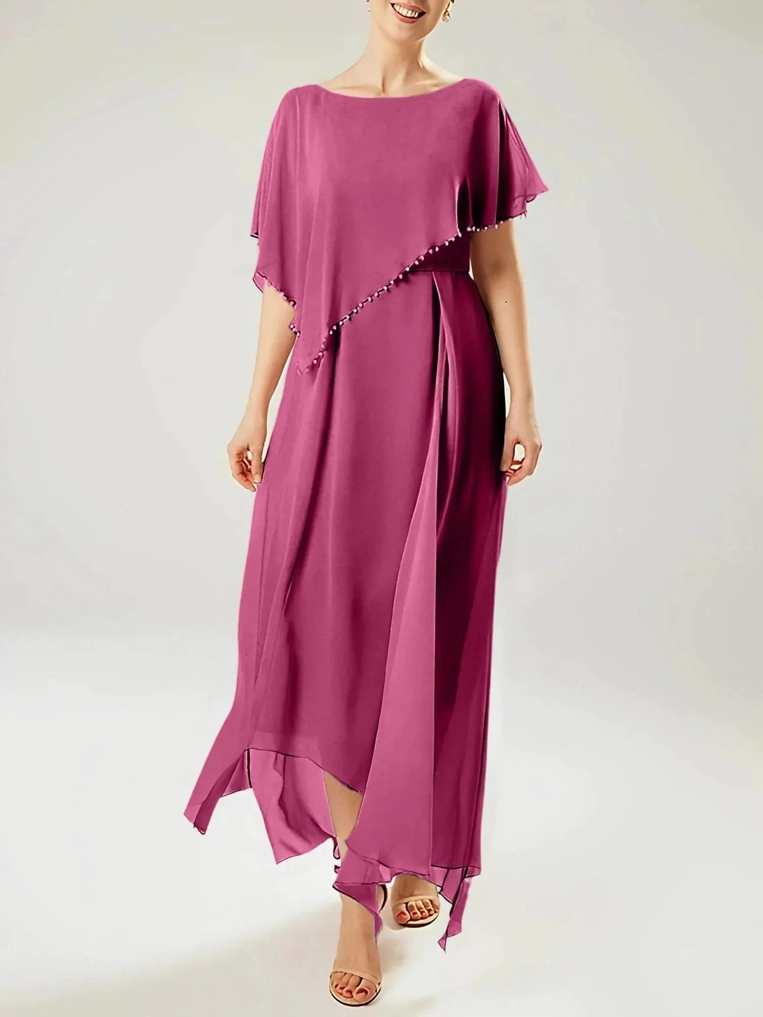 Sheath/Column Scoop Short Sleeves Mother of the Bride Dresses with Tassel - Image 102
