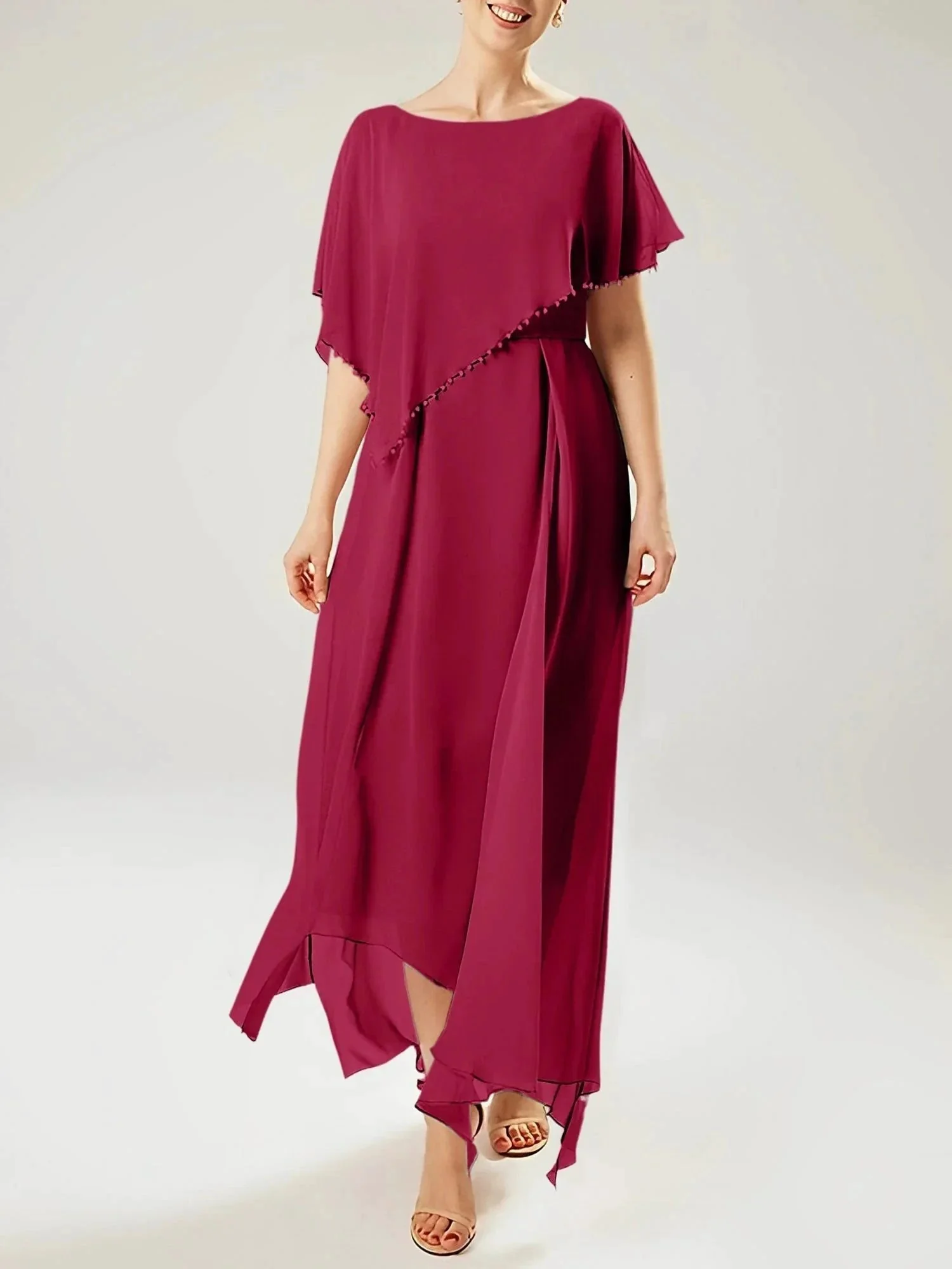 Sheath/Column Scoop Short Sleeves Mother of the Bride Dresses with Tassel - Image 109