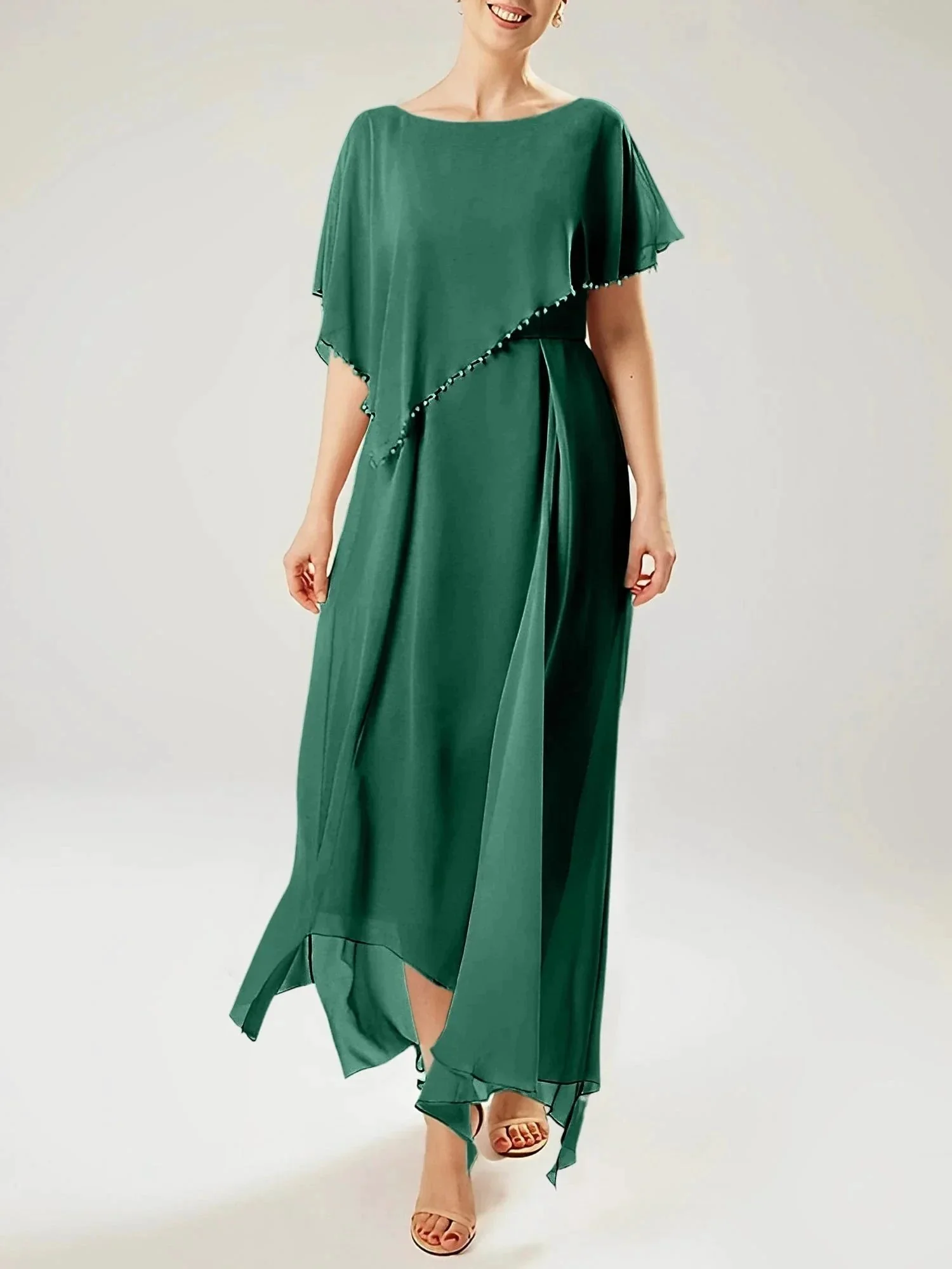 Sheath/Column Scoop Short Sleeves Mother of the Bride Dresses with Tassel - Image 11