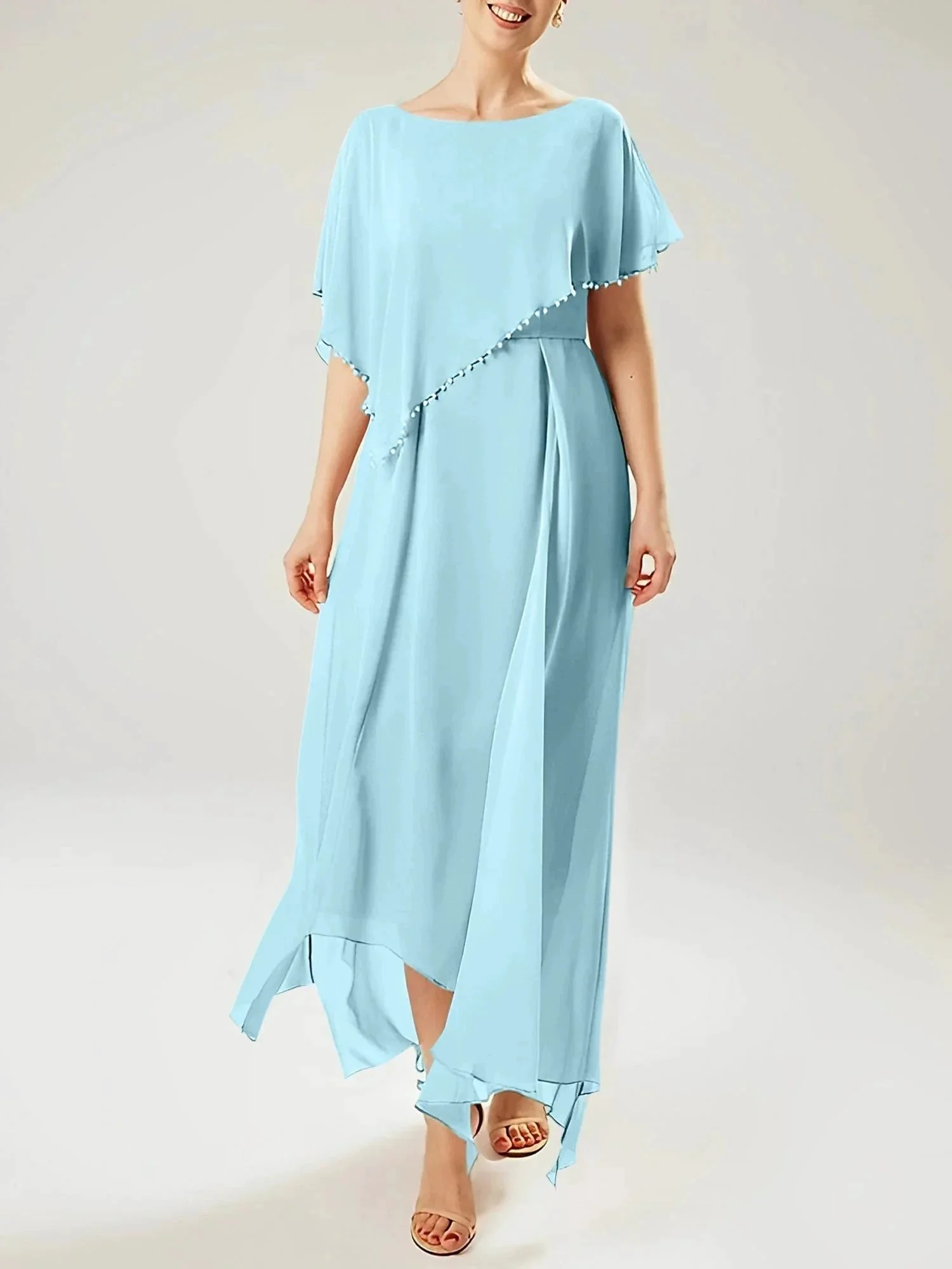 Sheath/Column Scoop Short Sleeves Mother of the Bride Dresses with Tassel - Image 114