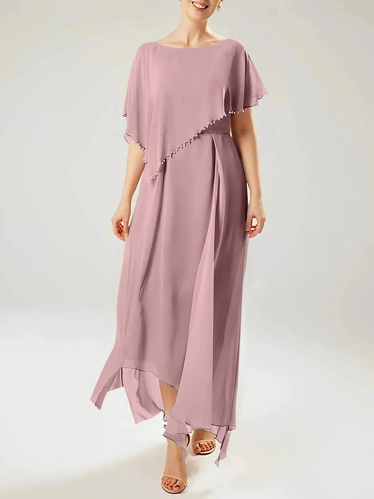Sheath/Column Scoop Short Sleeves Mother of the Bride Dresses with Tassel - Image 116
