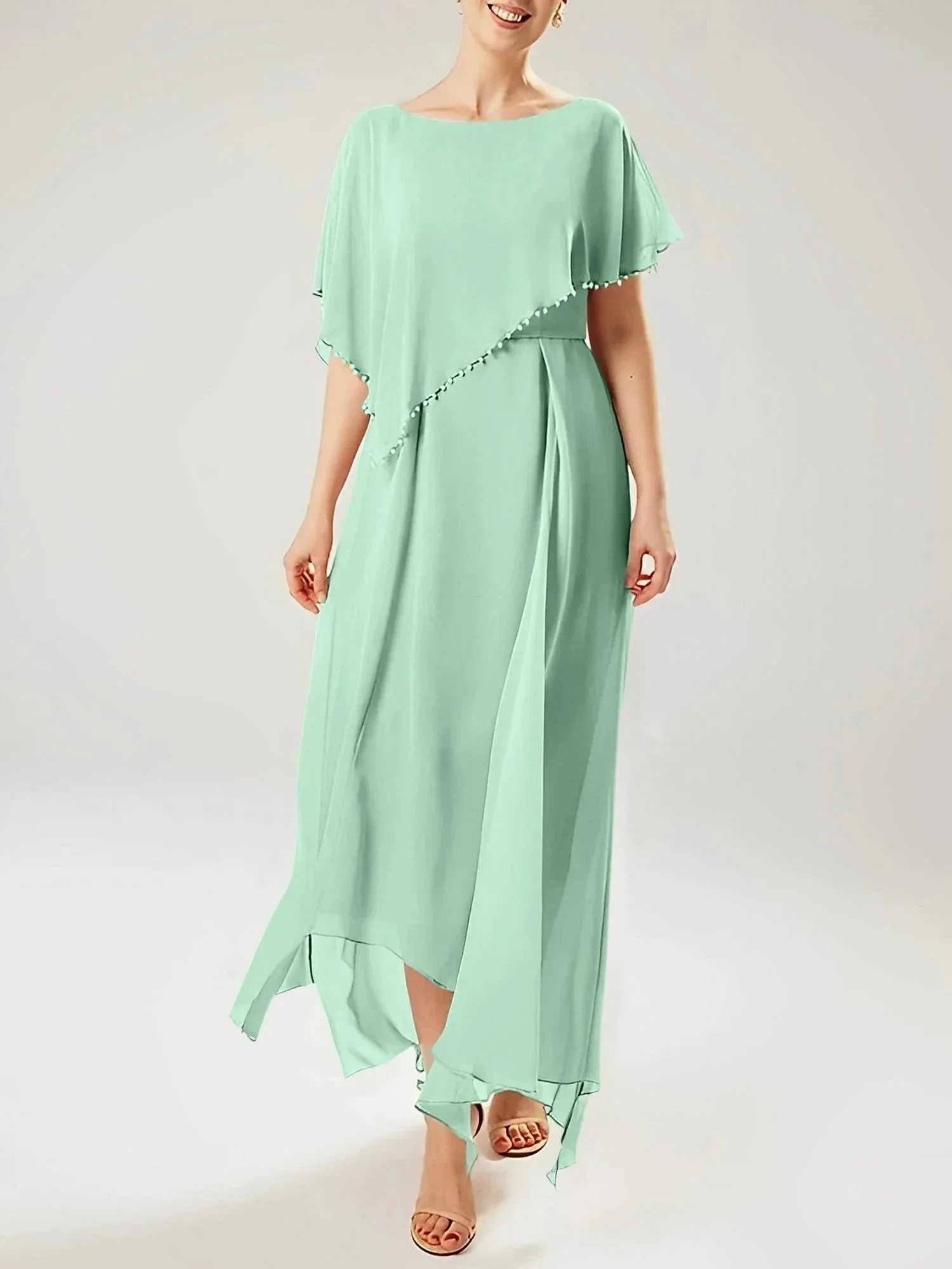 Sheath/Column Scoop Short Sleeves Mother of the Bride Dresses with Tassel - Image 117