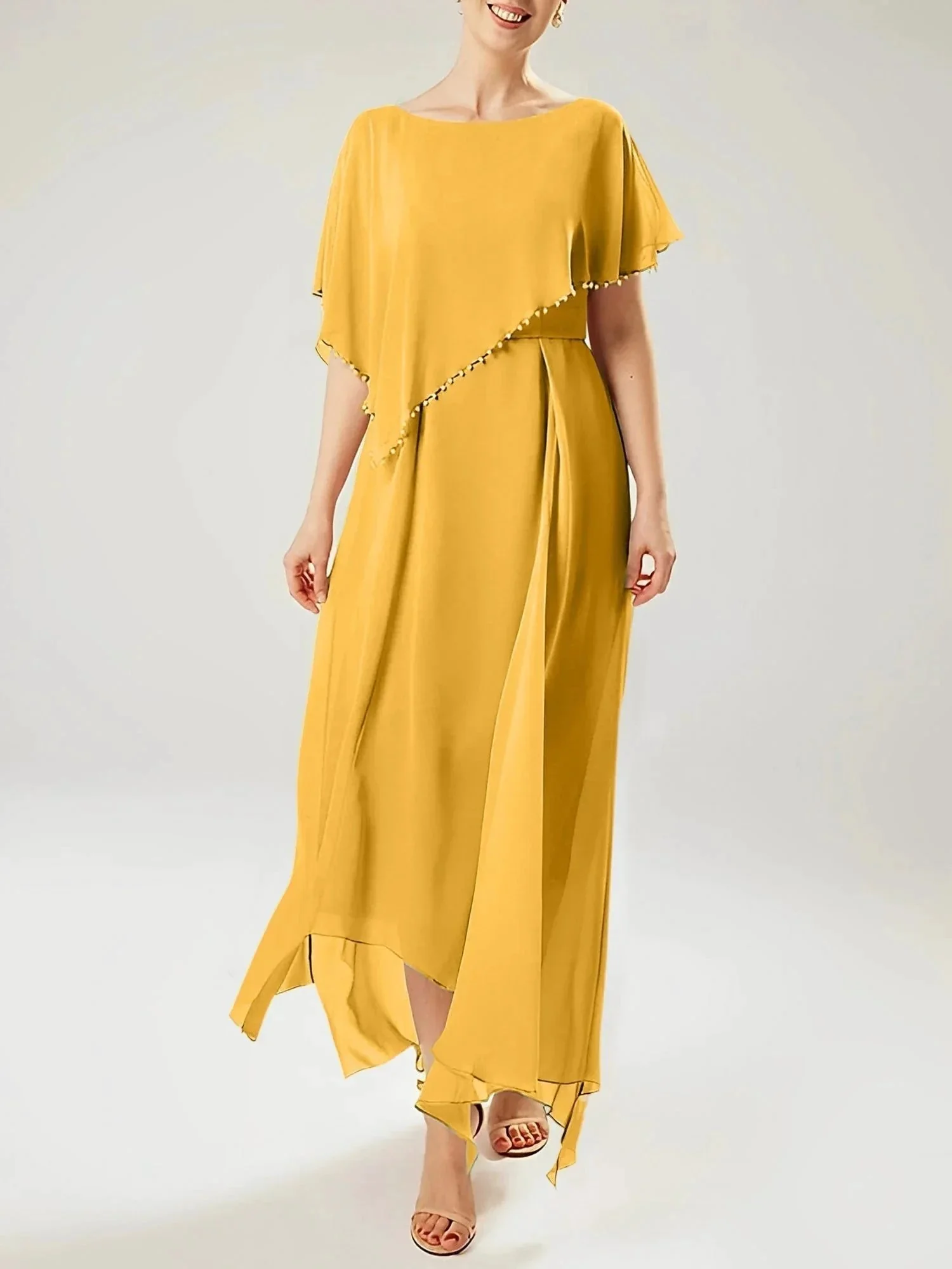 Sheath/Column Scoop Short Sleeves Mother of the Bride Dresses with Tassel - Image 120
