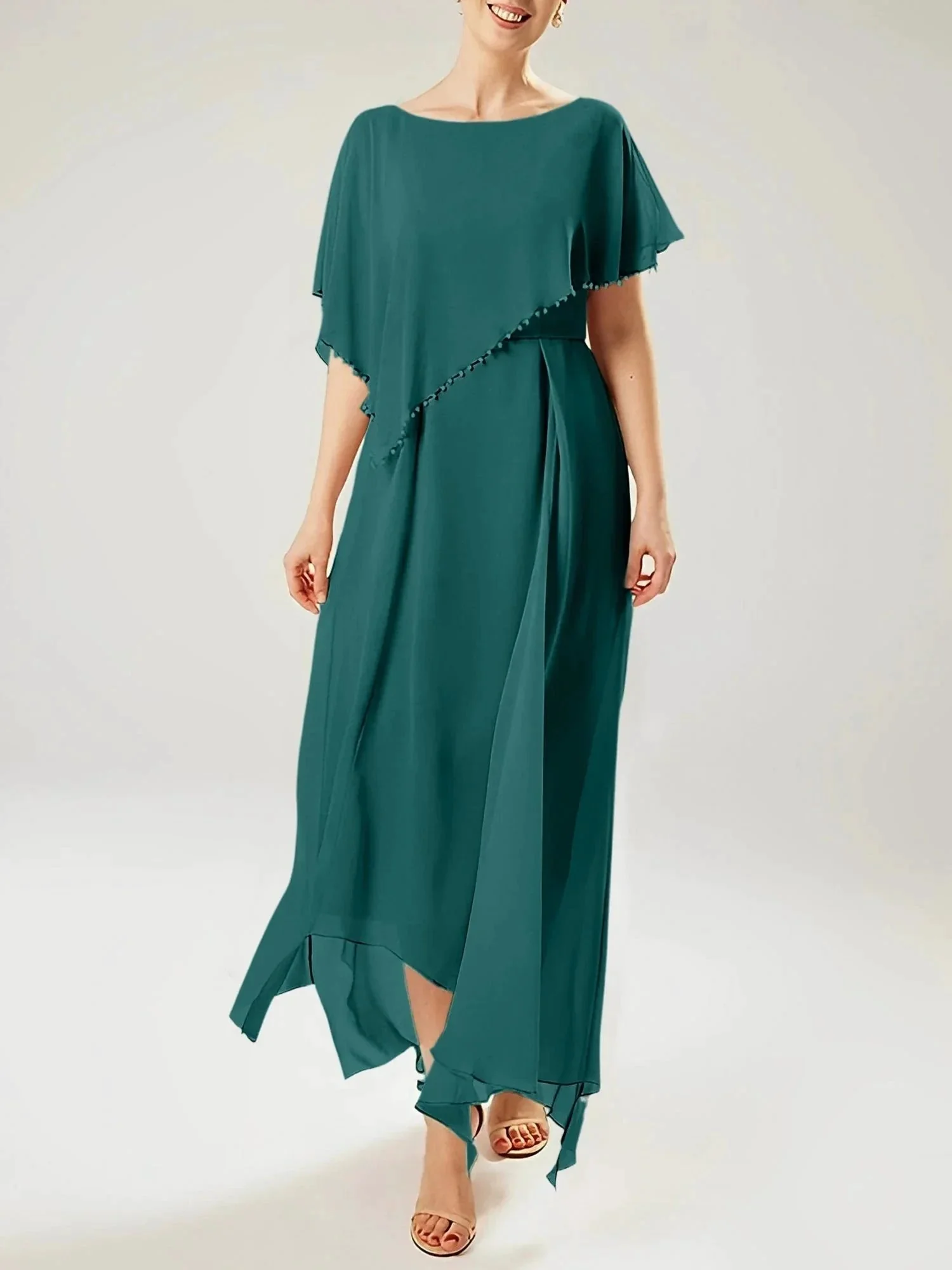 Sheath/Column Scoop Short Sleeves Mother of the Bride Dresses with Tassel - Image 125