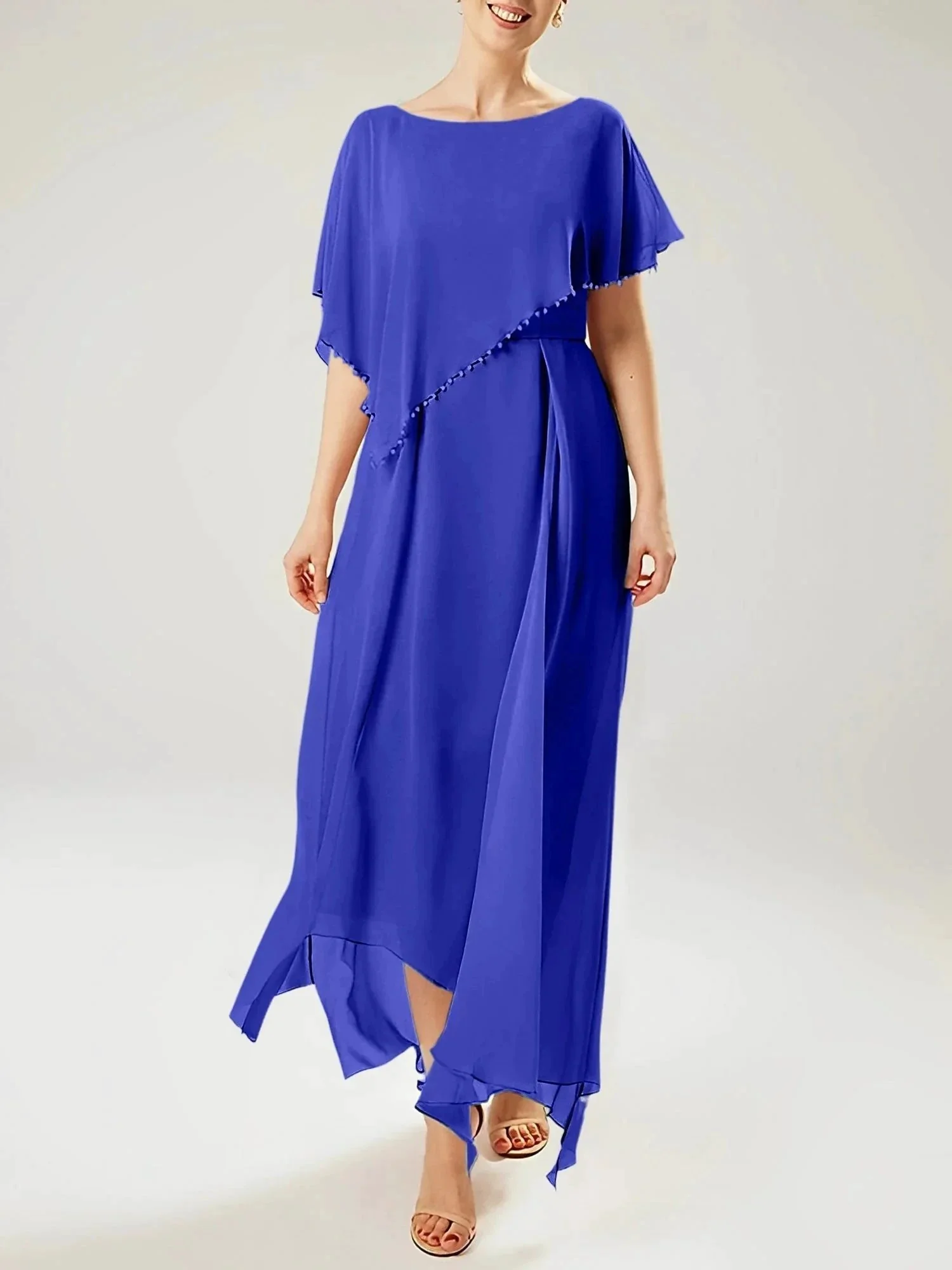 Sheath/Column Scoop Short Sleeves Mother of the Bride Dresses with Tassel - Image 129