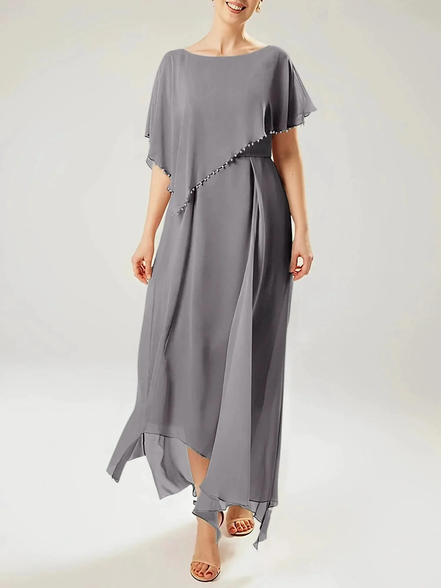 Sheath/Column Scoop Short Sleeves Mother of the Bride Dresses with Tassel - Image 133