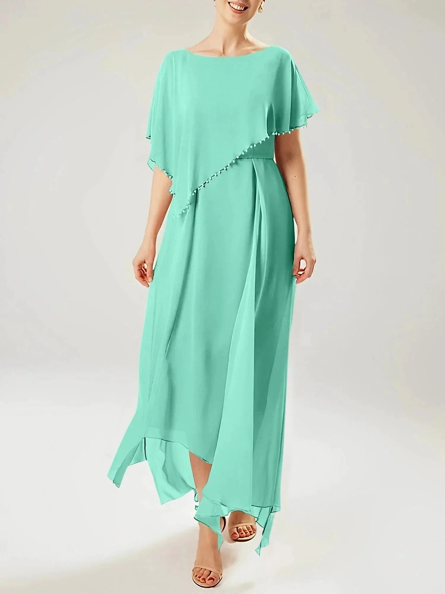 Sheath/Column Scoop Short Sleeves Mother of the Bride Dresses with Tassel - Image 134