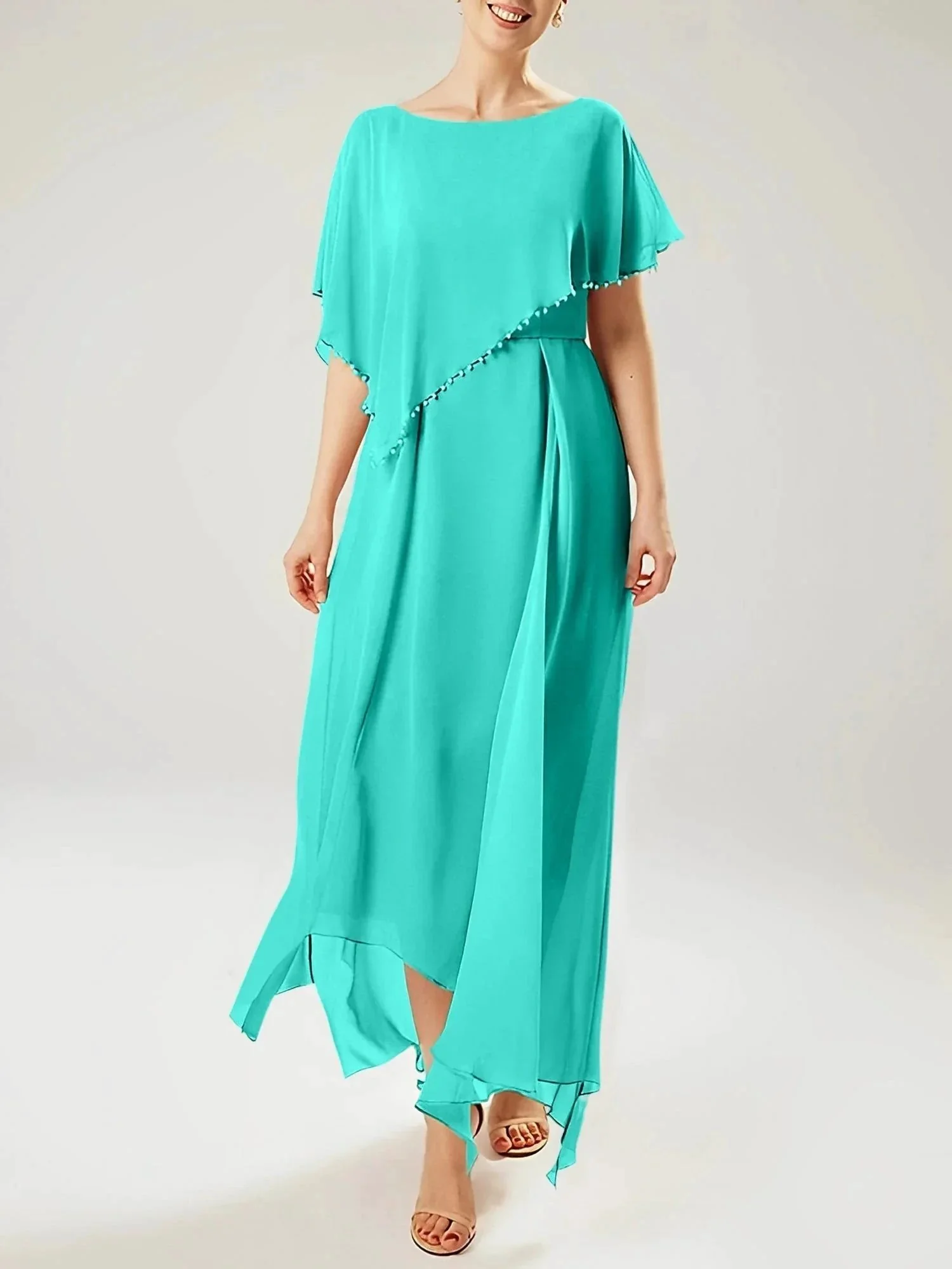 Sheath/Column Scoop Short Sleeves Mother of the Bride Dresses with Tassel - Image 138