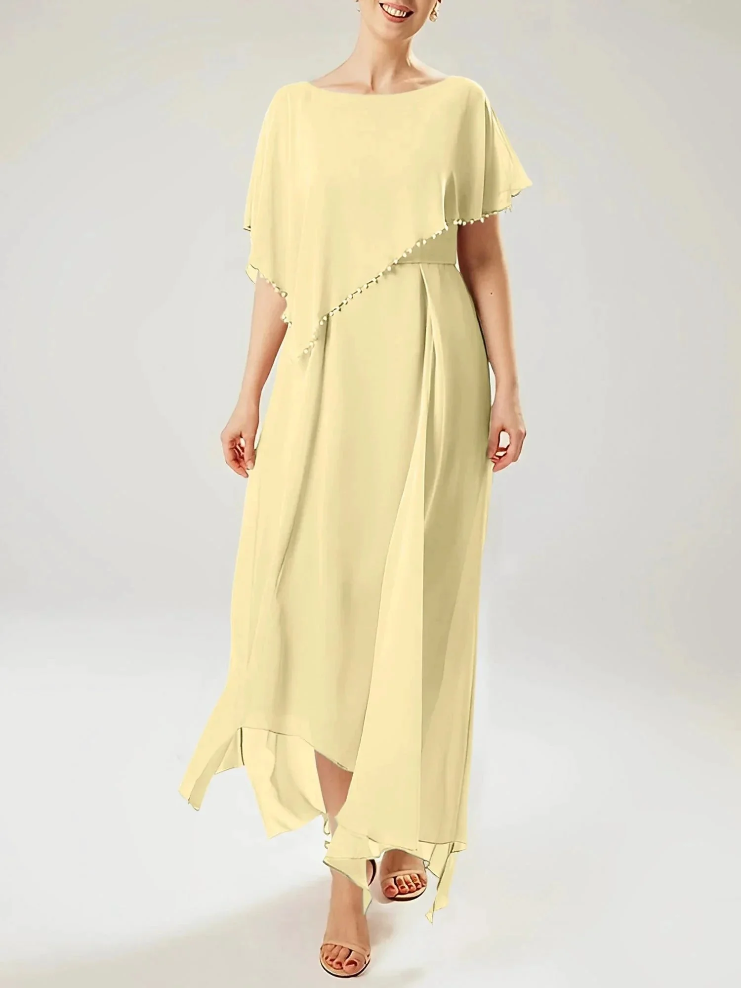 Sheath/Column Scoop Short Sleeves Mother of the Bride Dresses with Tassel - Image 140