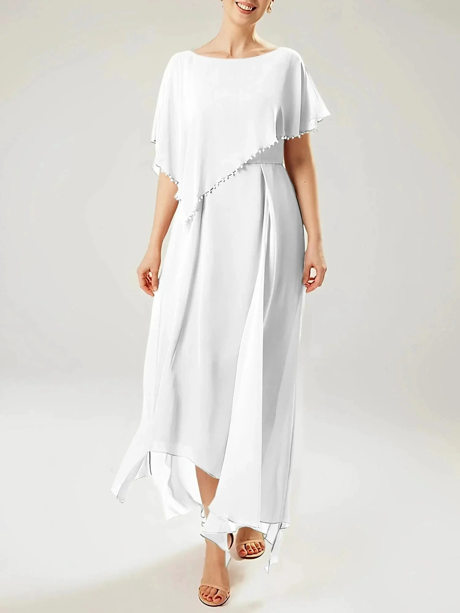 Sheath/Column Scoop Short Sleeves Mother of the Bride Dresses with Tassel - Image 15