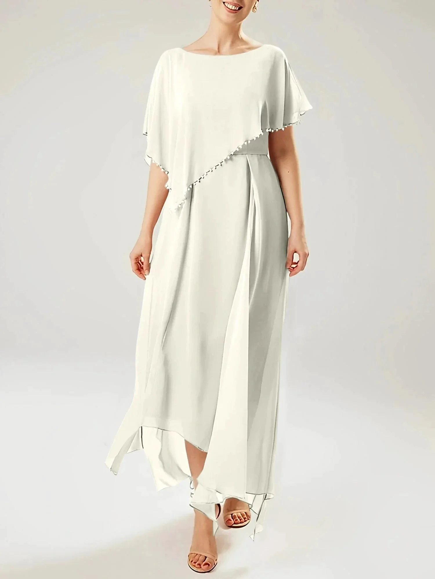 Sheath/Column Scoop Short Sleeves Mother of the Bride Dresses with Tassel - Image 16