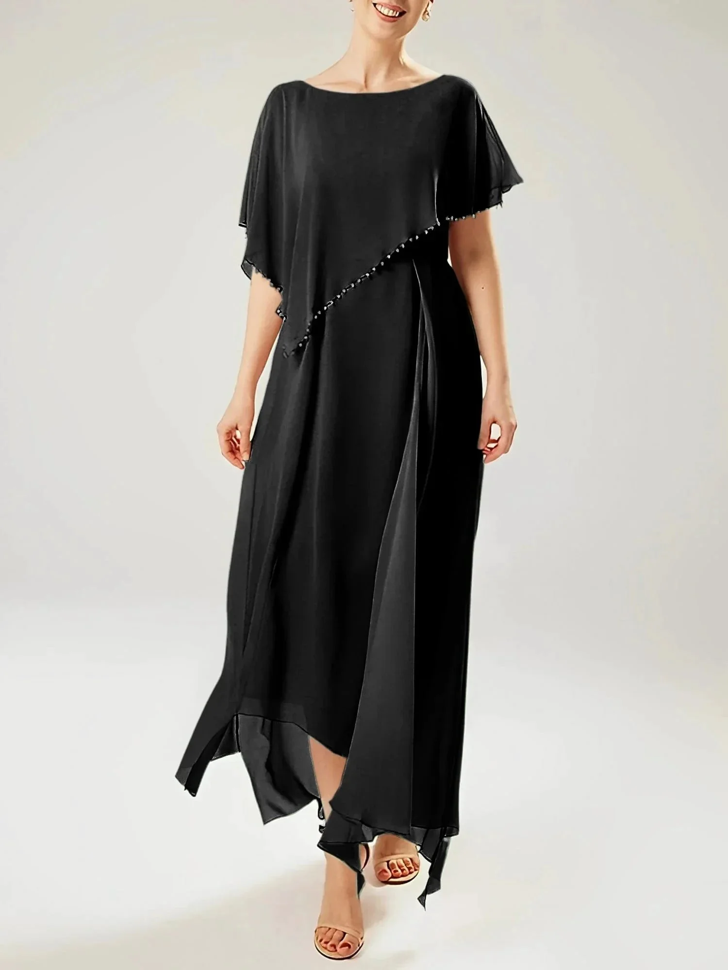 Sheath/Column Scoop Short Sleeves Mother of the Bride Dresses with Tassel - Image 19