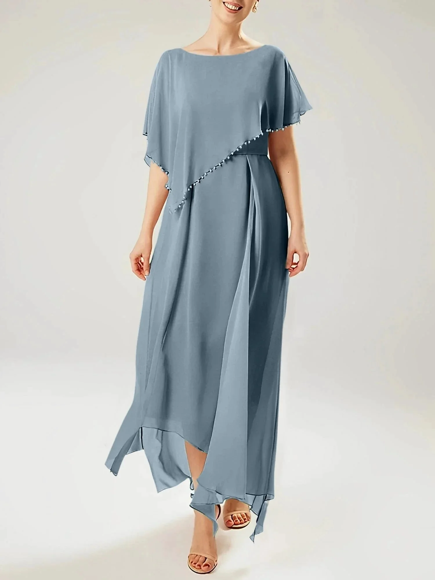 Sheath/Column Scoop Short Sleeves Mother of the Bride Dresses with Tassel - Image 20