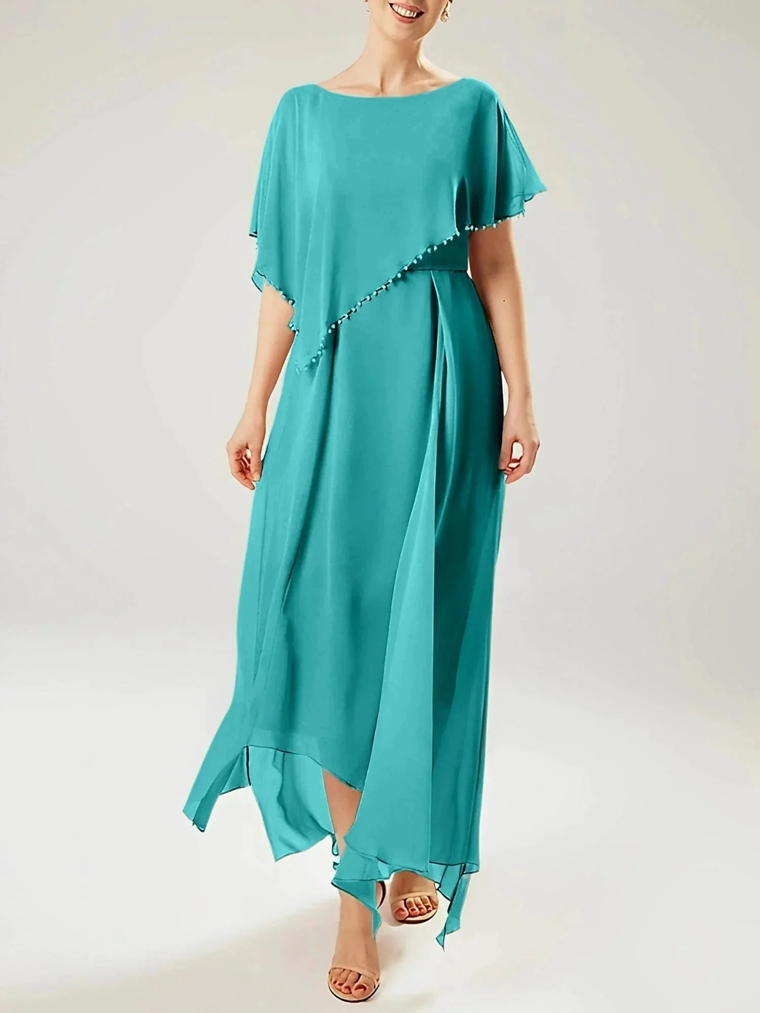 Sheath/Column Scoop Short Sleeves Mother of the Bride Dresses with Tassel - Image 21