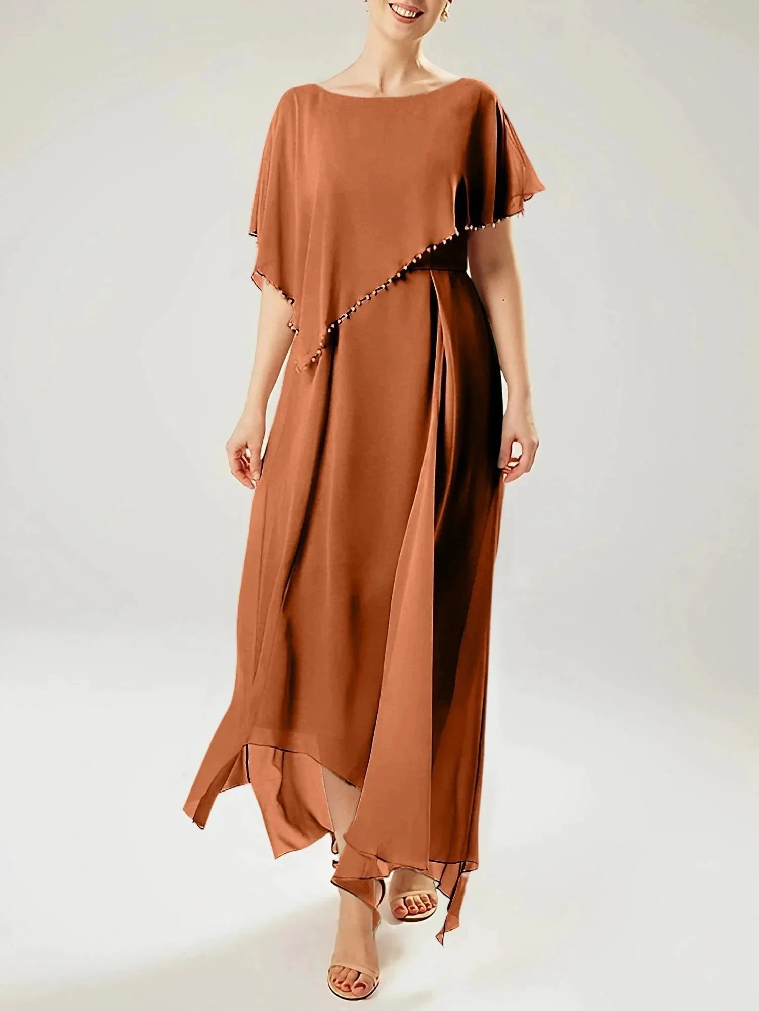 Sheath/Column Scoop Short Sleeves Mother of the Bride Dresses with Tassel - Image 23