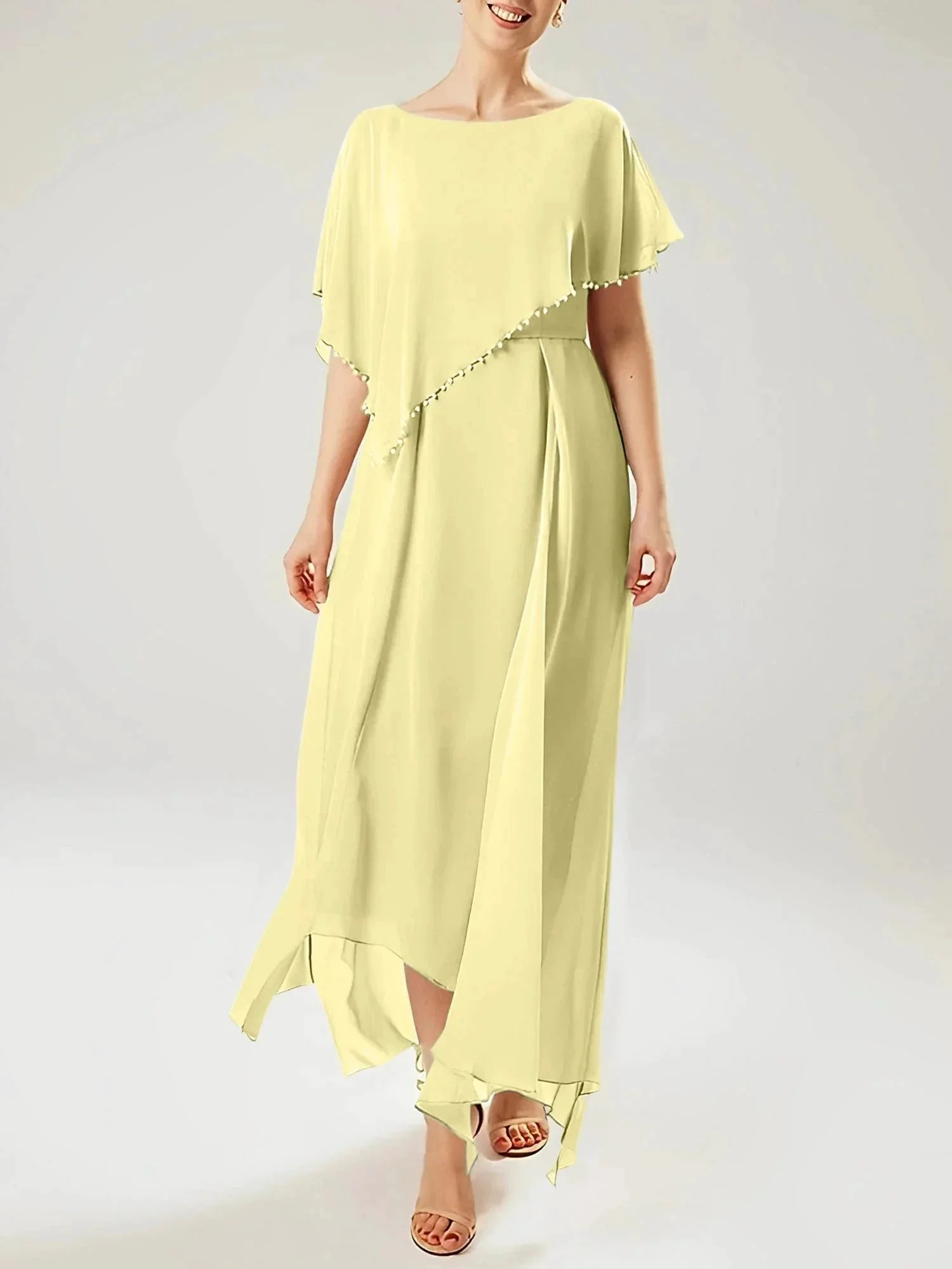 Sheath/Column Scoop Short Sleeves Mother of the Bride Dresses with Tassel - Image 24