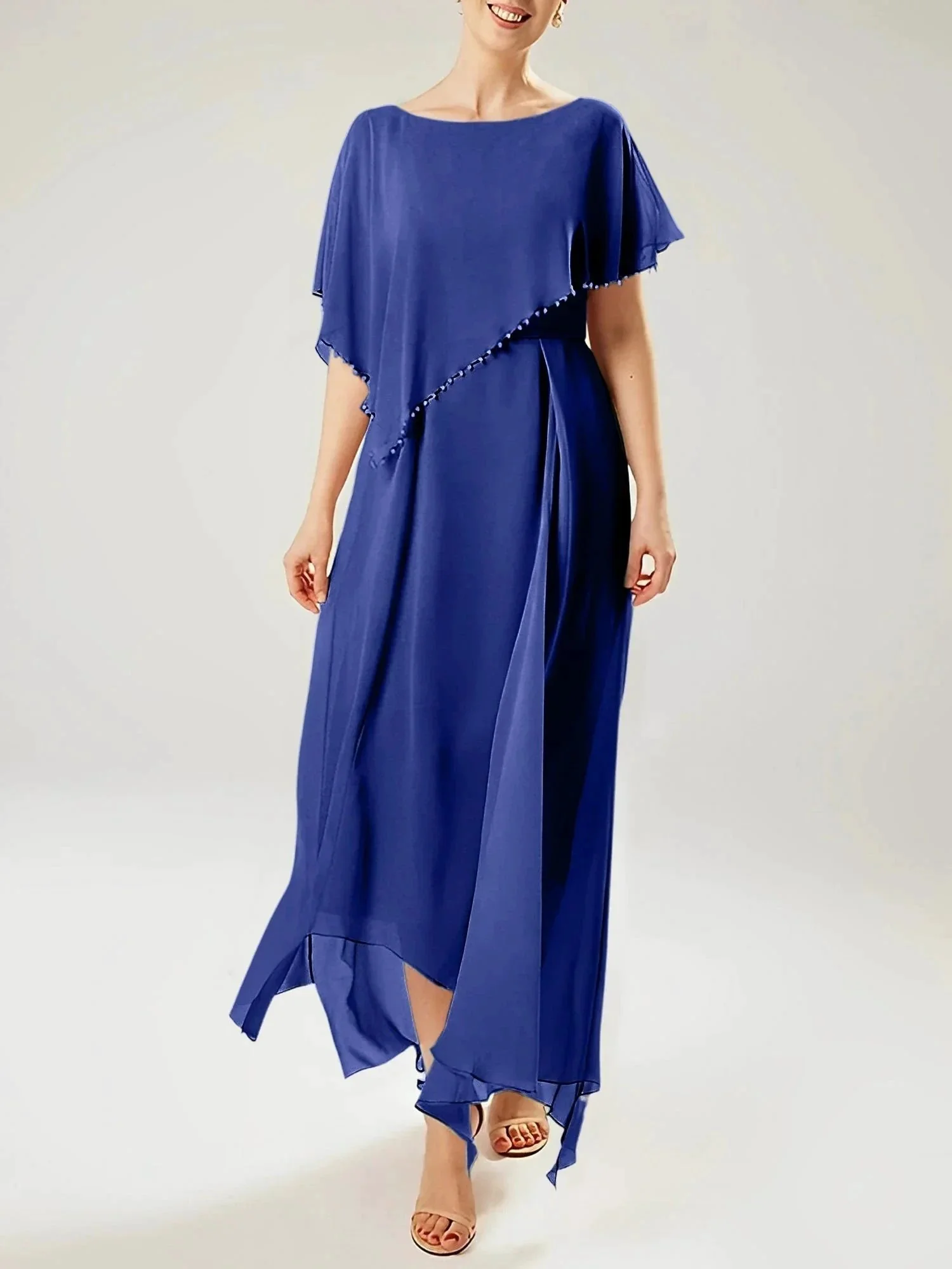 Sheath/Column Scoop Short Sleeves Mother of the Bride Dresses with Tassel - Image 27