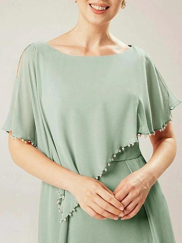 Sheath/Column Scoop Short Sleeves Mother of the Bride Dresses with Tassel - Image 3
