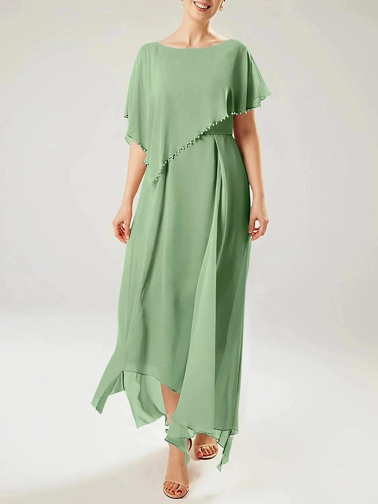 Sheath/Column Scoop Short Sleeves Mother of the Bride Dresses with Tassel - Image 30