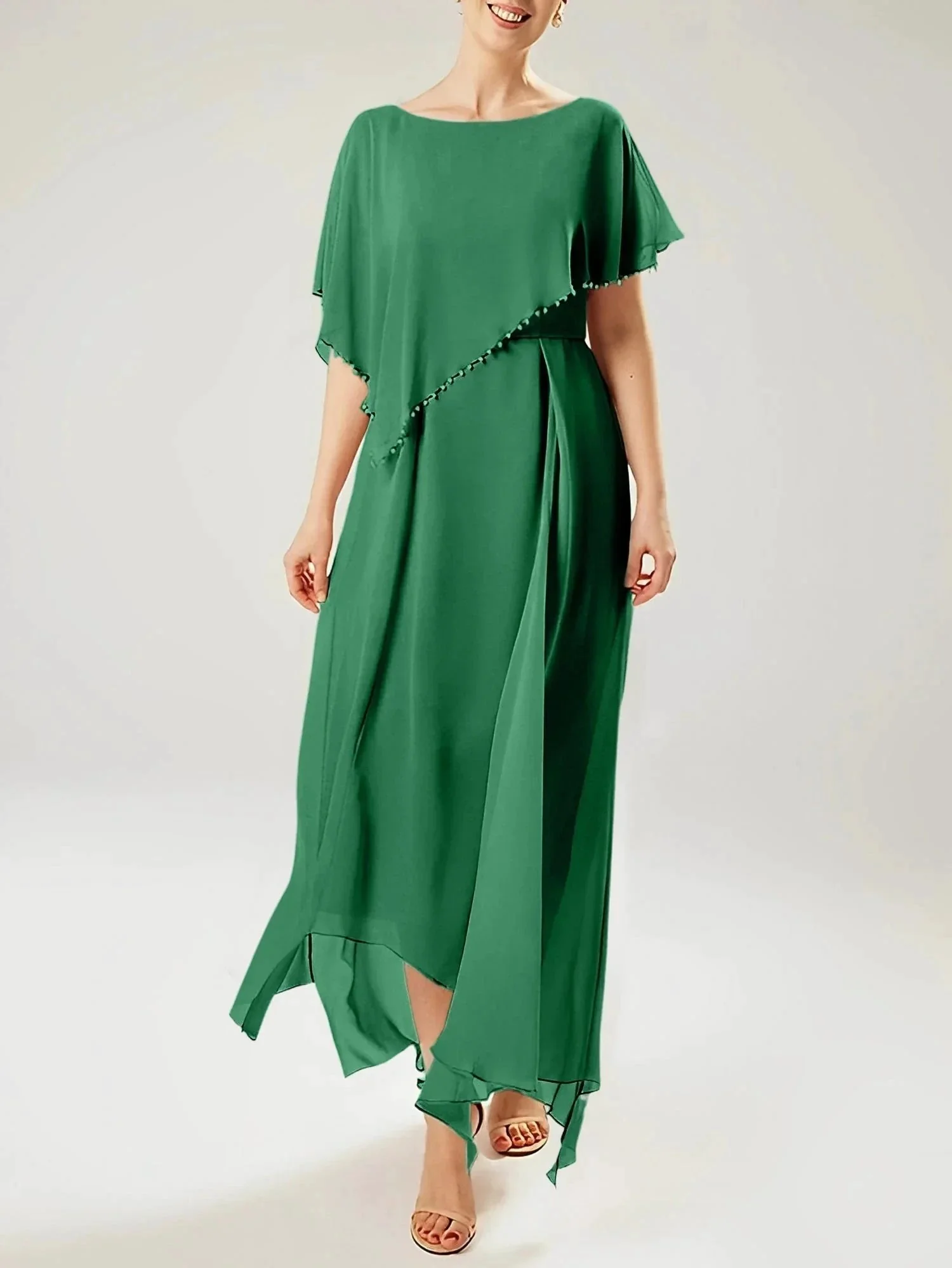 Sheath/Column Scoop Short Sleeves Mother of the Bride Dresses with Tassel - Image 31