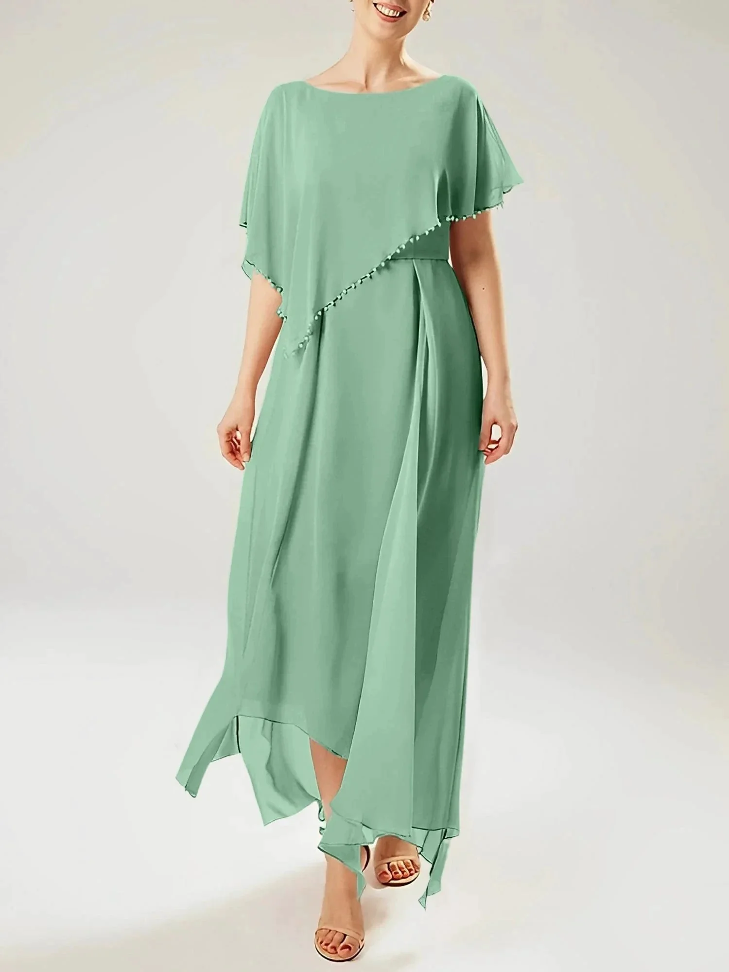 Sheath/Column Scoop Short Sleeves Mother of the Bride Dresses with Tassel - Image 32